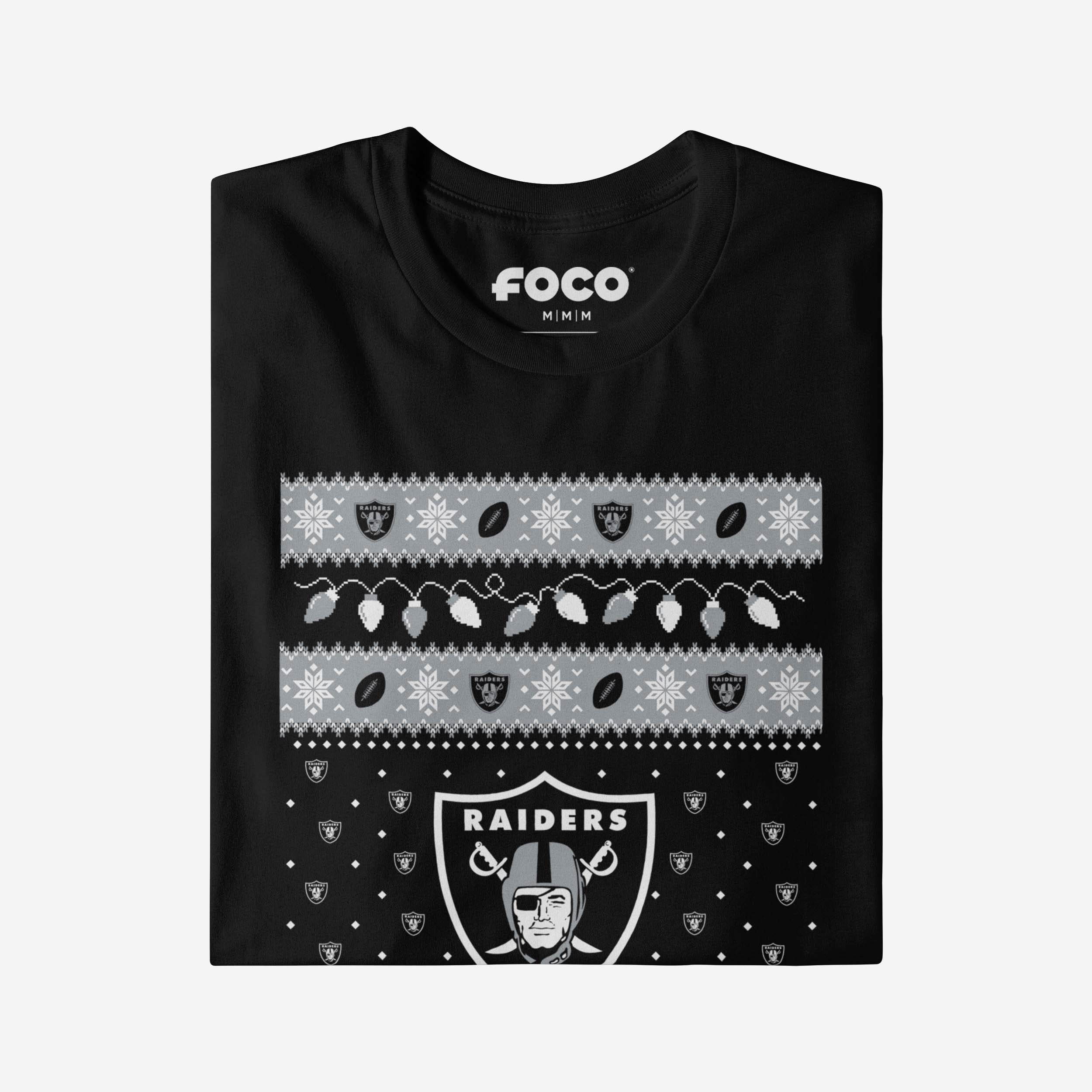 Las Vegas Raiders Holiday Lights Sweater T-Shirt - Image 4