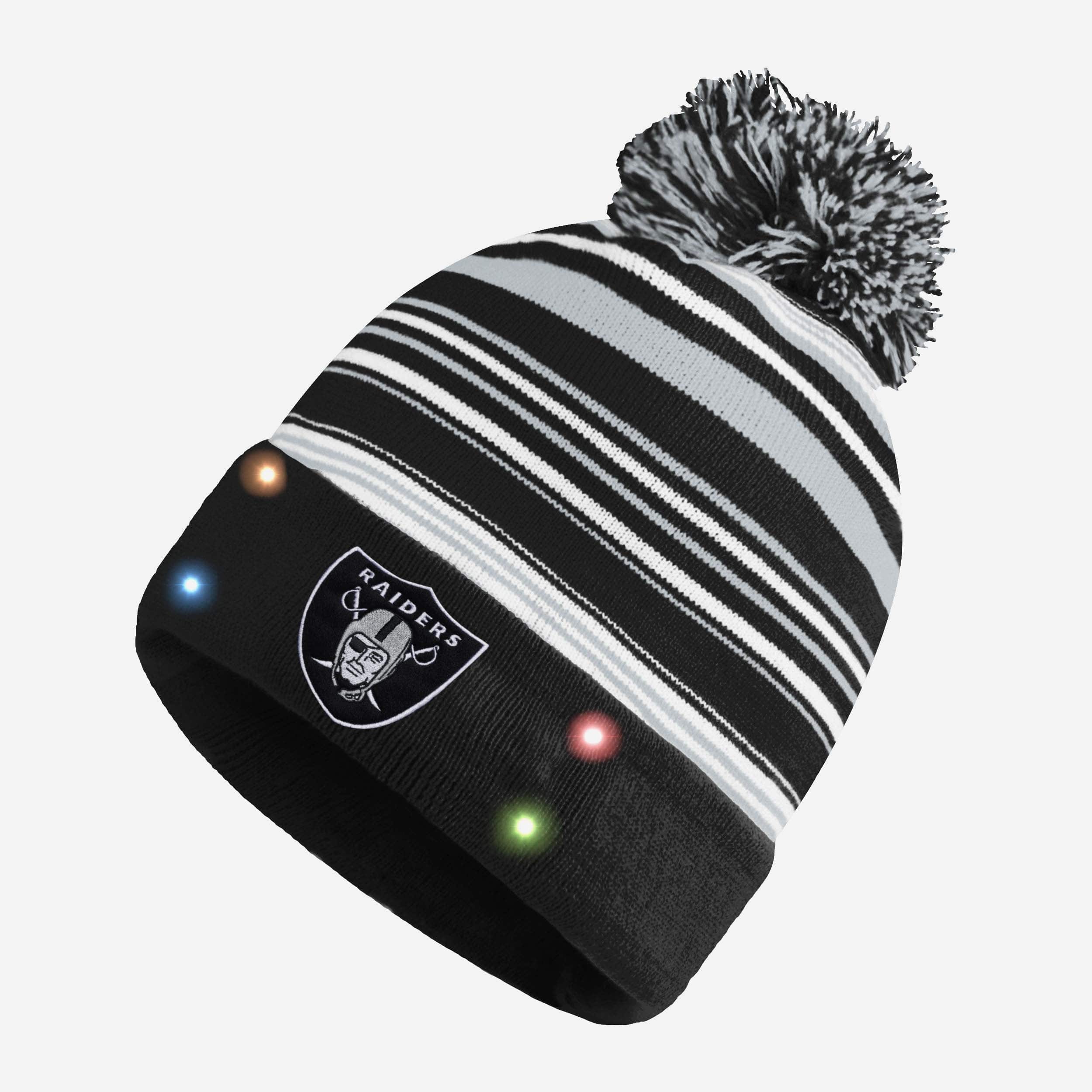 Las Vegas Raiders Horizontal Stripe Light Up Beanie