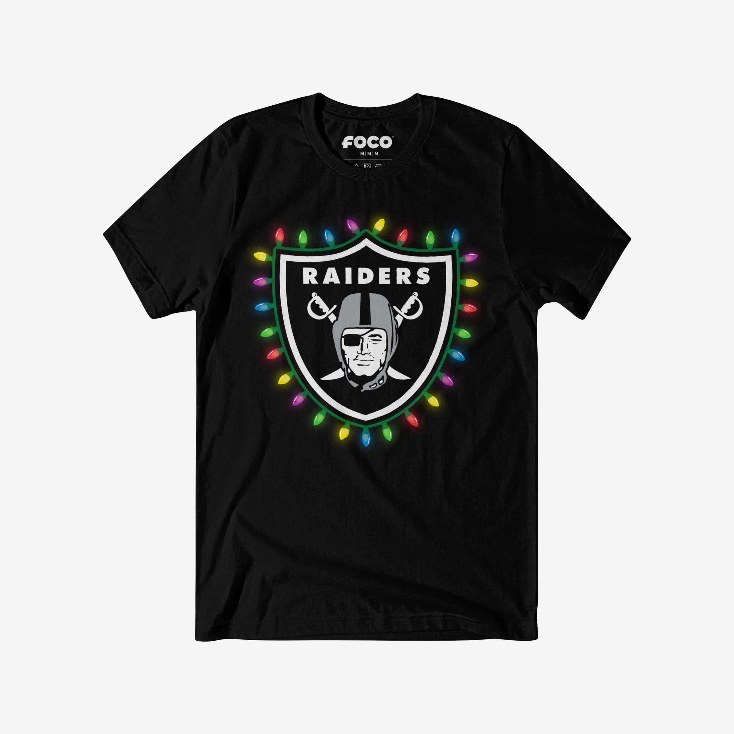 Las Vegas Raiders Primary Logo Holiday Lights T-Shirt