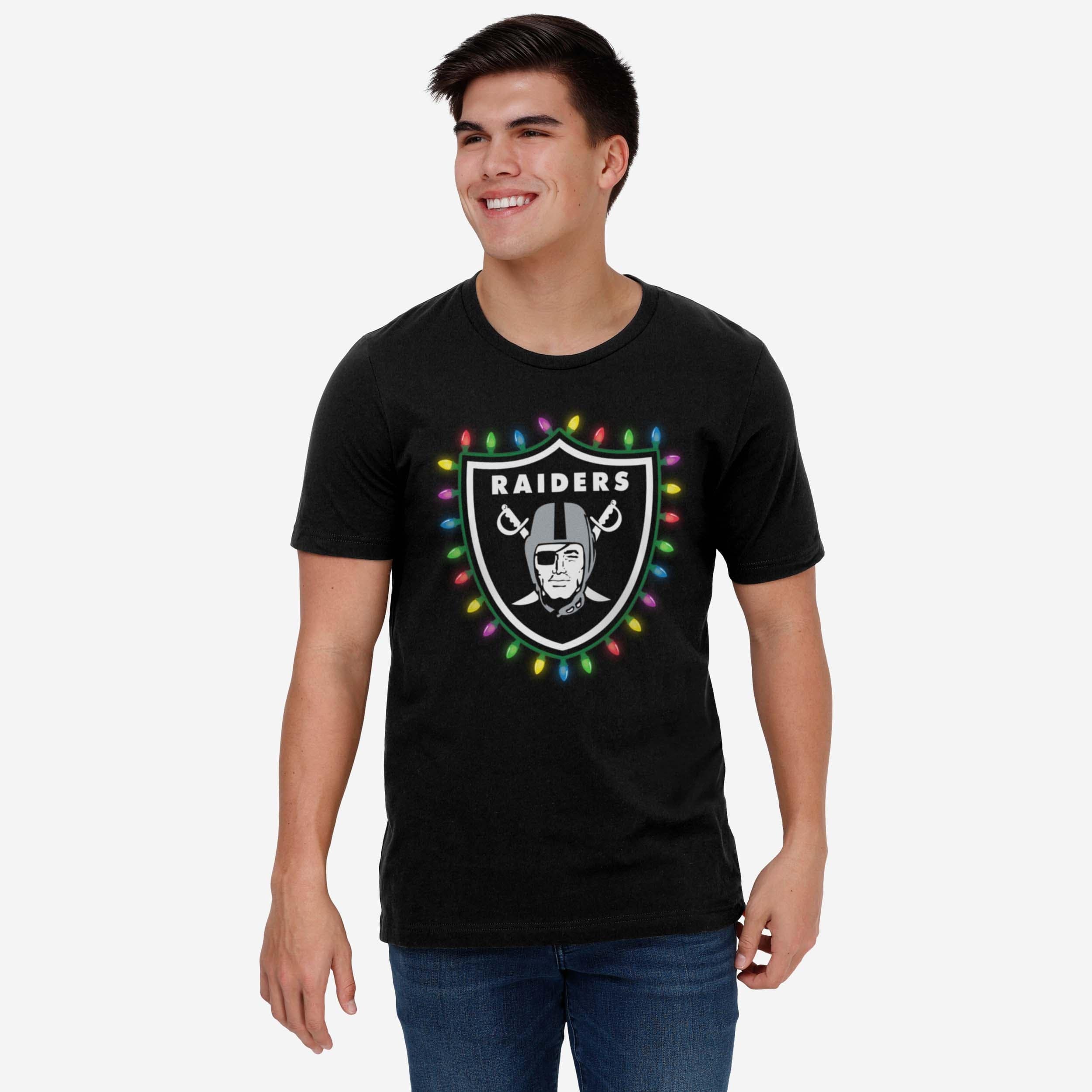 Las Vegas Raiders Primary Logo Holiday Lights T-Shirt - Image 2