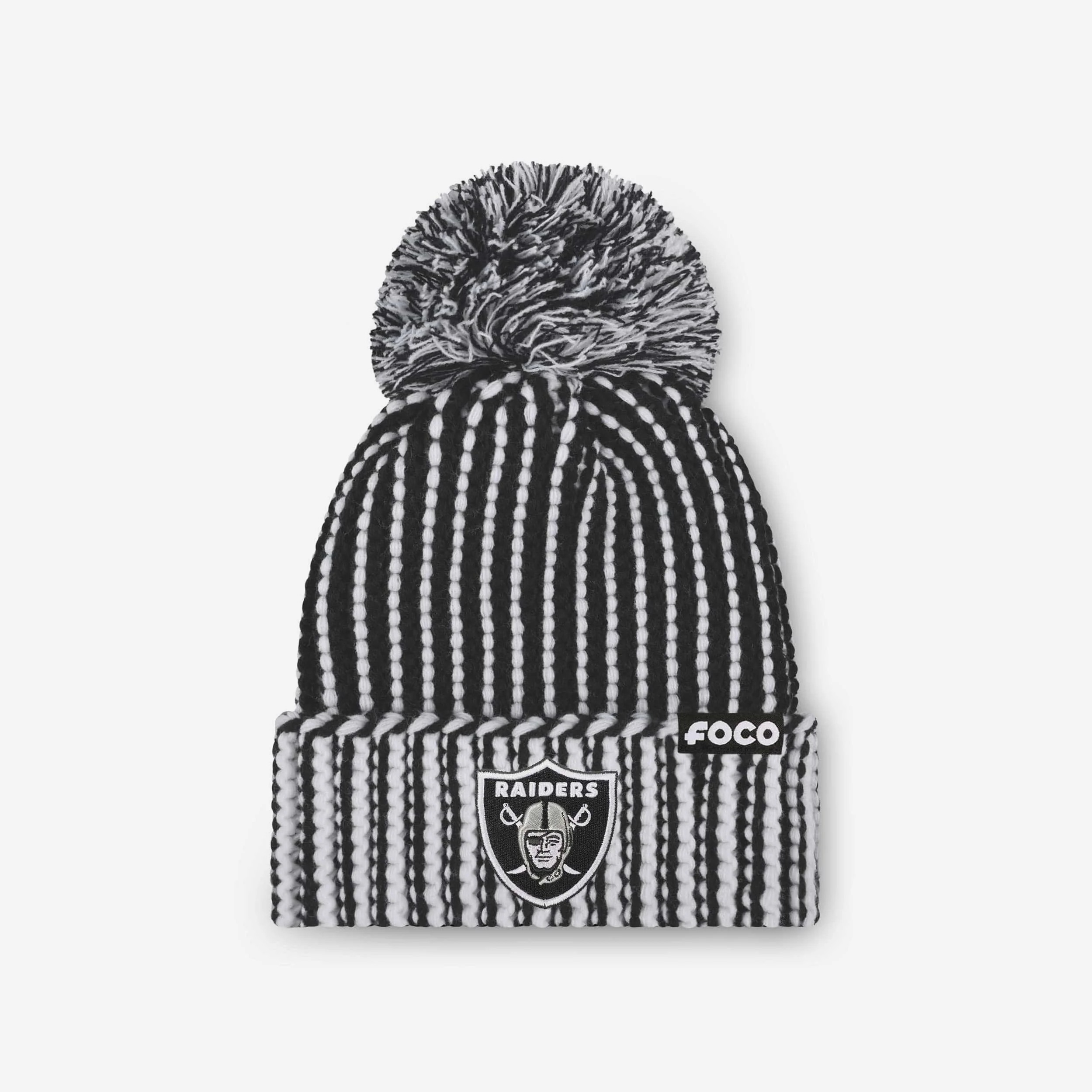 Las Vegas Raiders Primary Logo Vertical Knit Pom Beanie