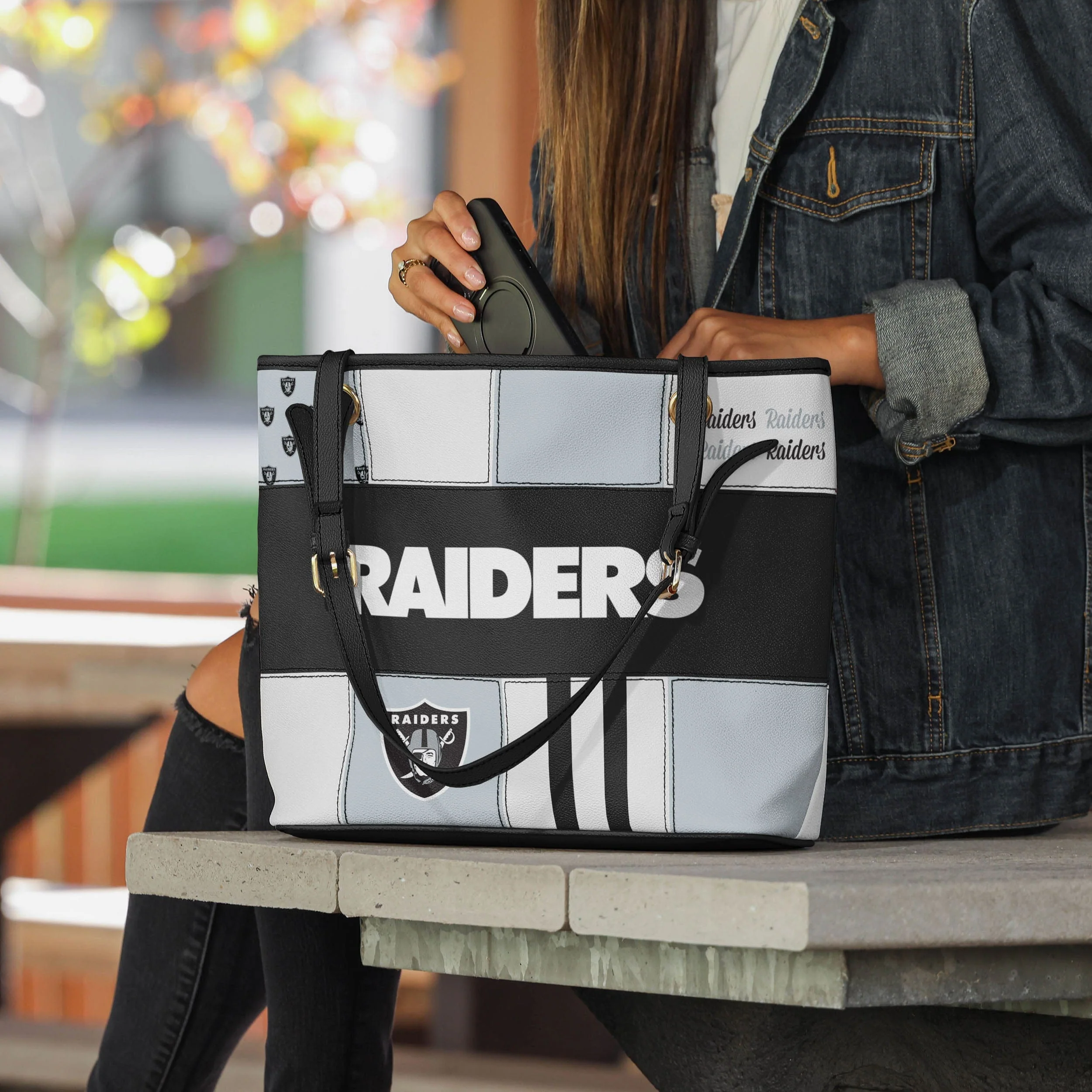 Las Vegas Raiders Printed Collage Tote - Image 3
