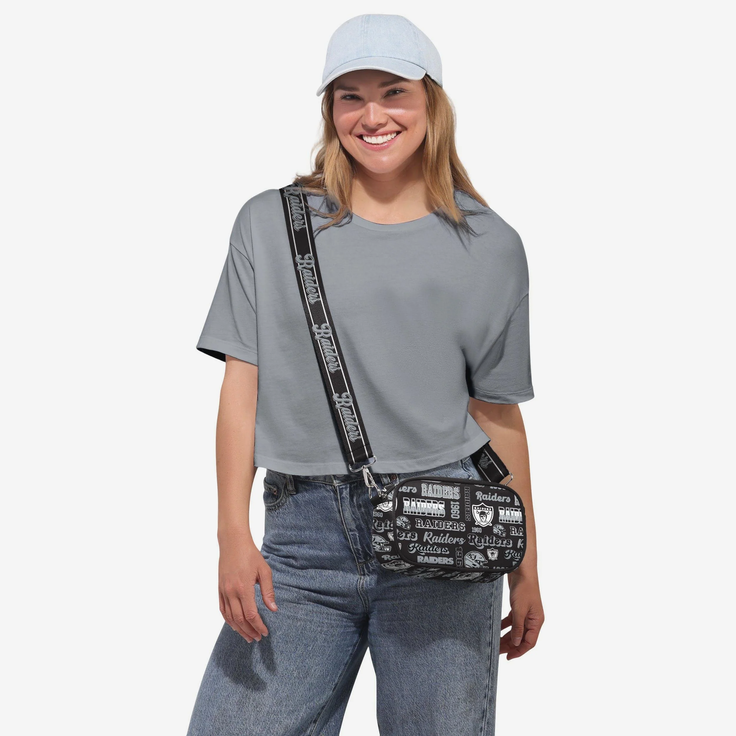 Las Vegas Raiders Repeat Retro Print Nylon Crossbody Bag - Image 2