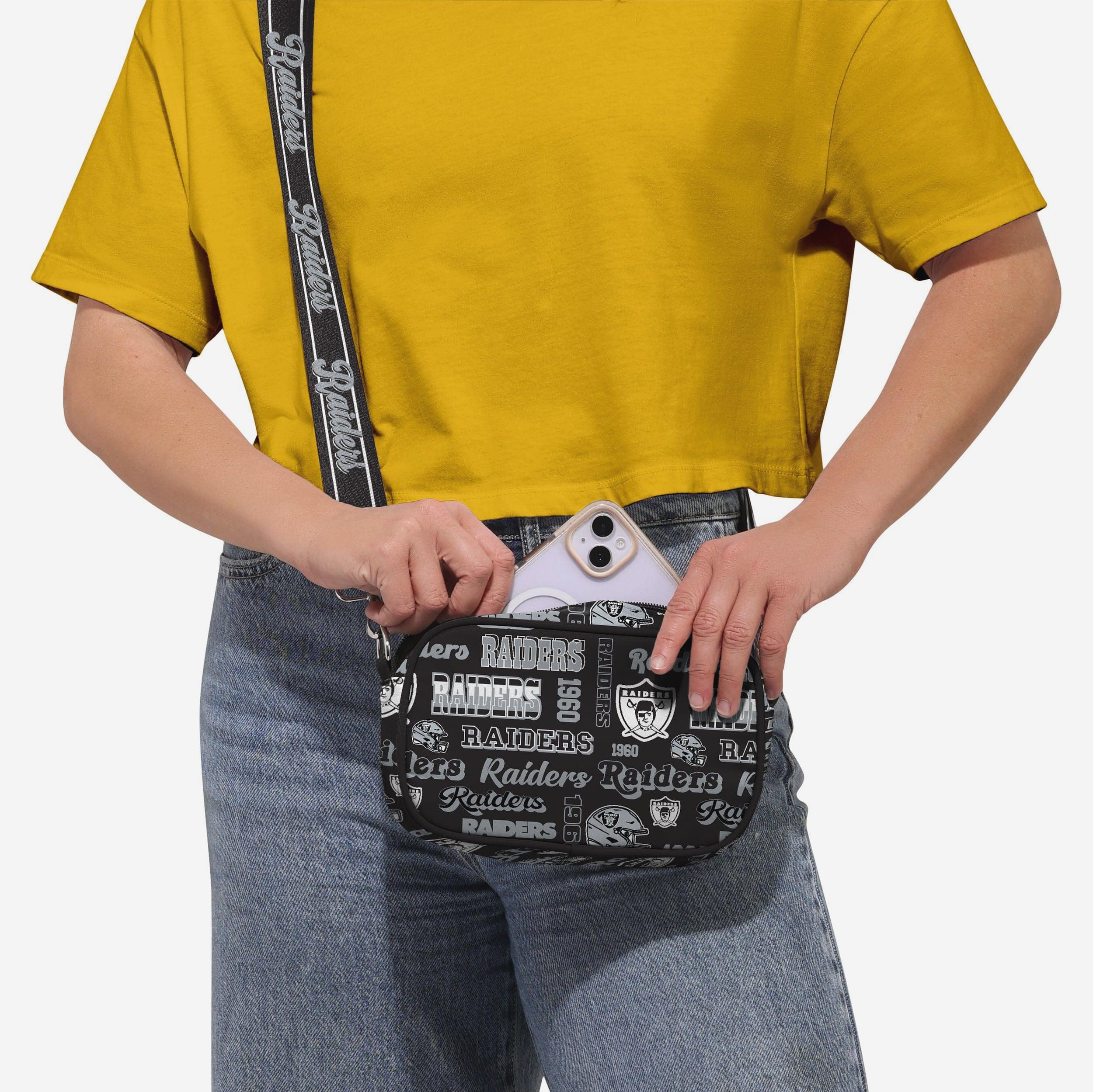 Las Vegas Raiders Repeat Retro Print Nylon Crossbody Bag - Image 3