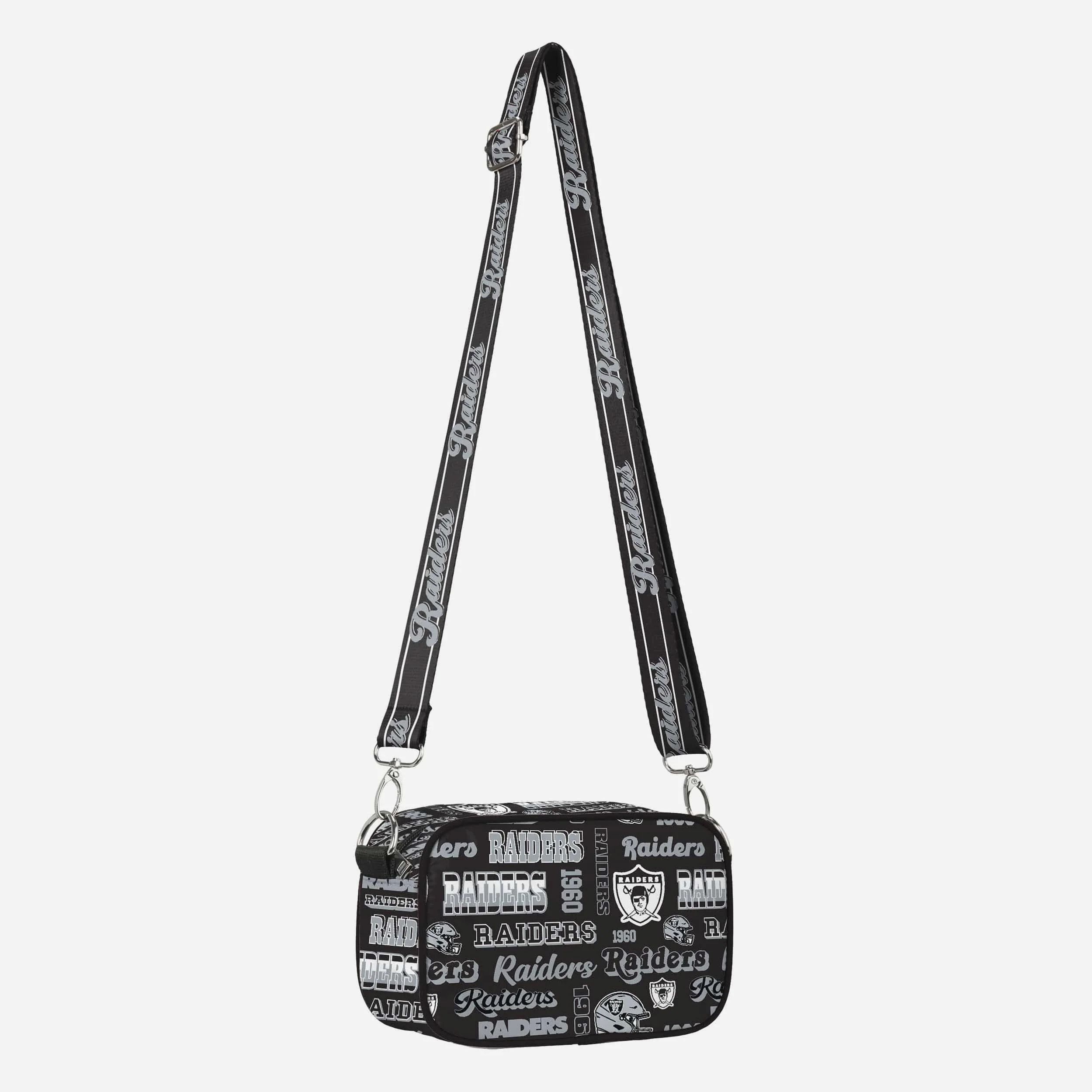 Las Vegas Raiders Repeat Retro Print Nylon Crossbody Bag - Image 4