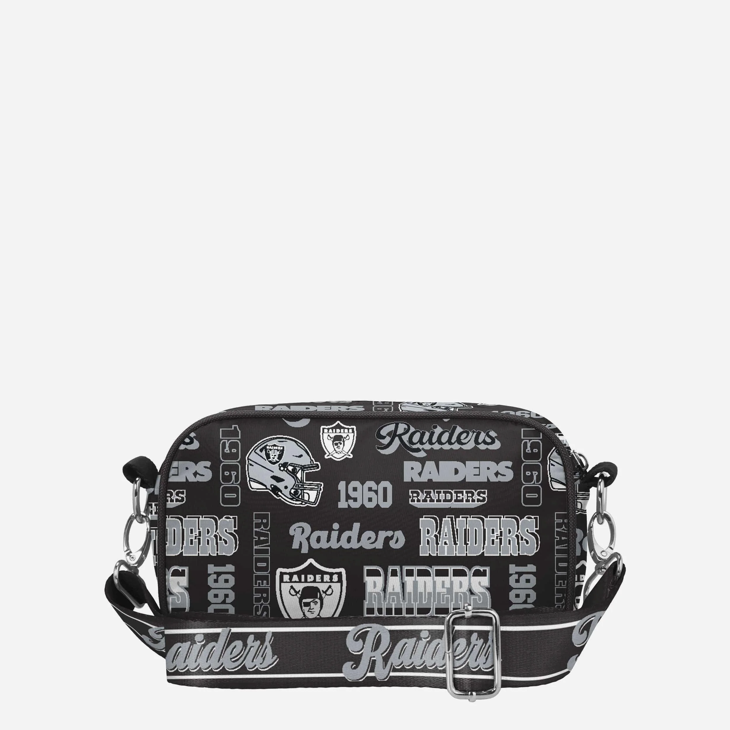 Las Vegas Raiders Repeat Retro Print Nylon Crossbody Bag - Image 6