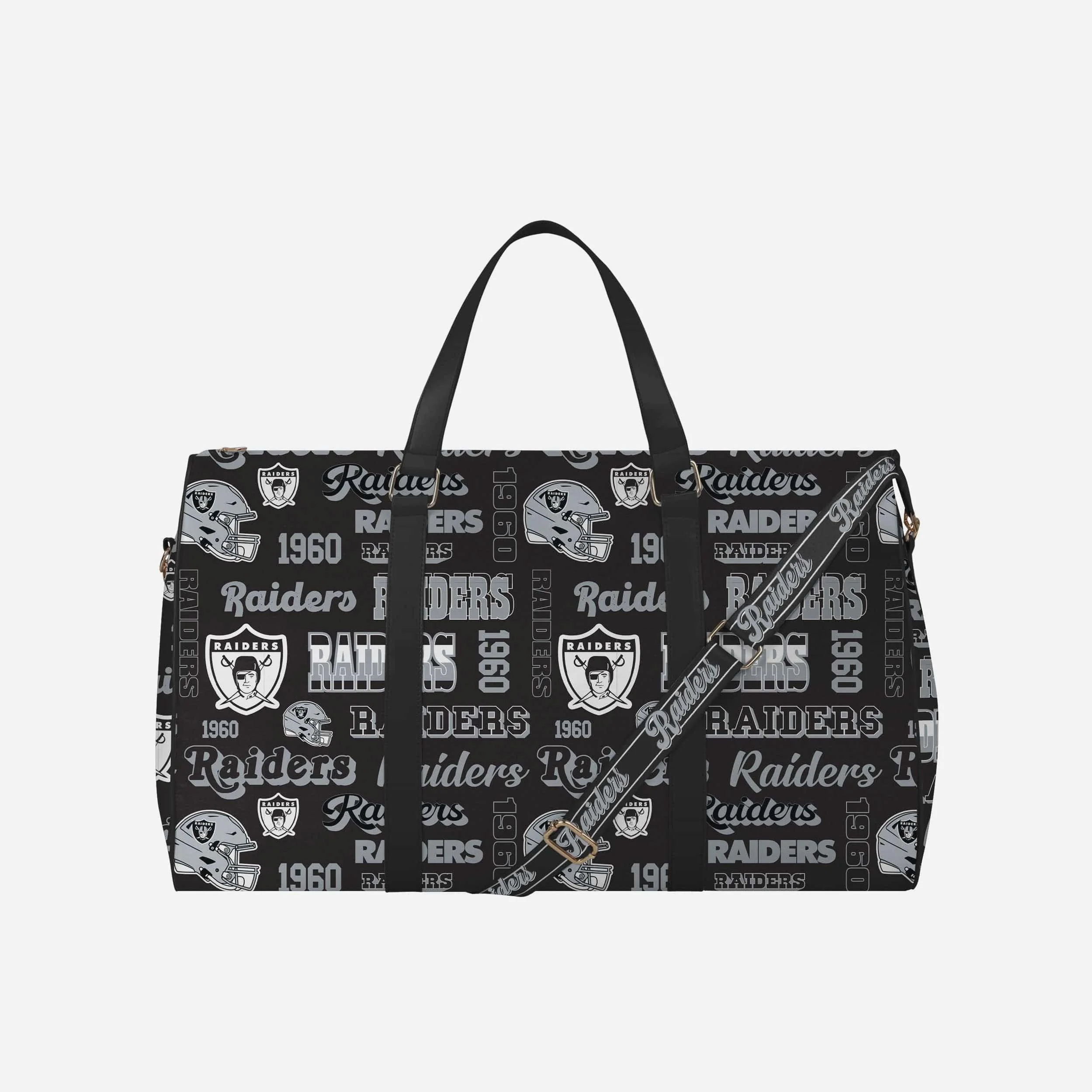 Las Vegas Raiders Repeat Retro Print Nylon Weekender Duffle Bag