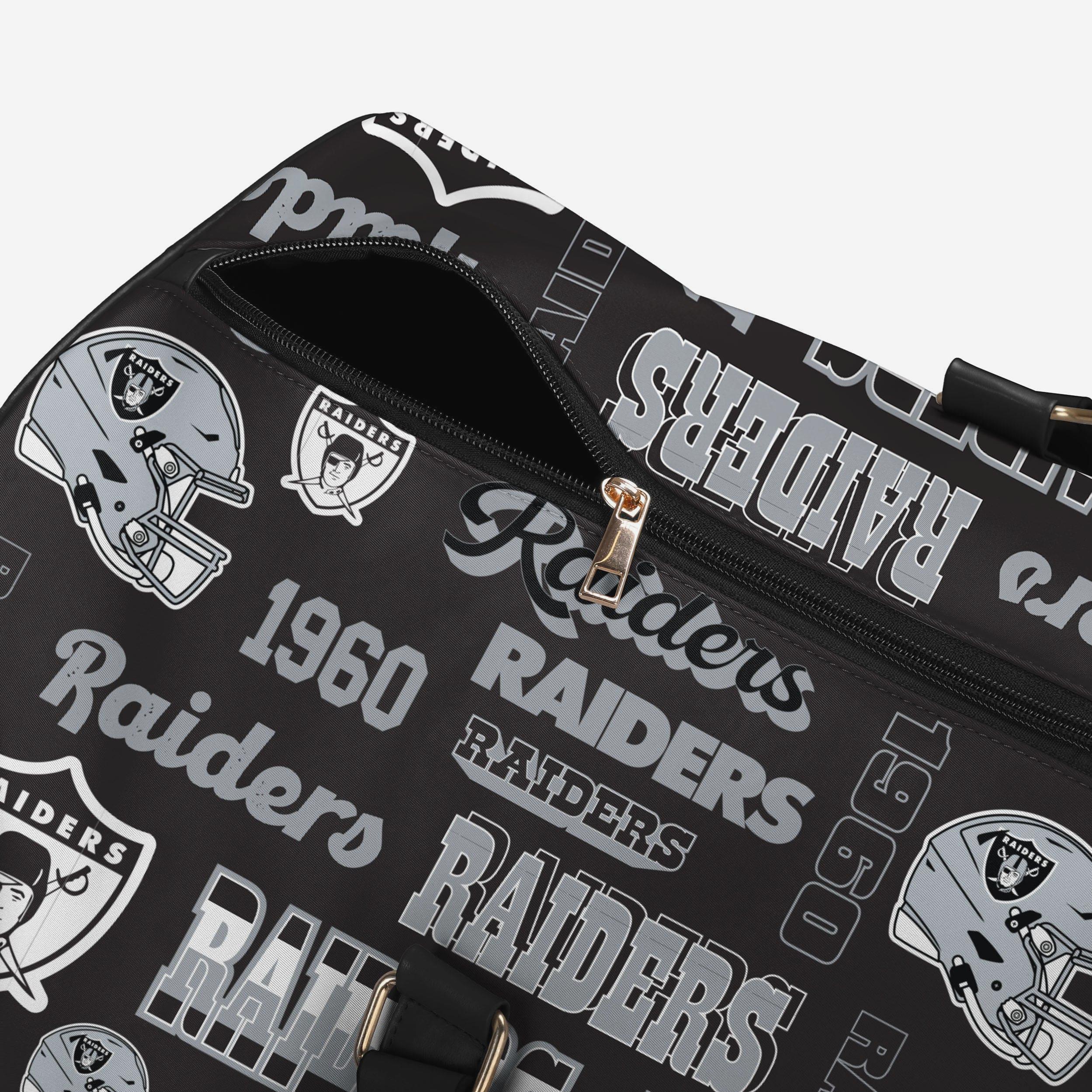 Las Vegas Raiders Repeat Retro Print Nylon Weekender Duffle Bag - Image 5