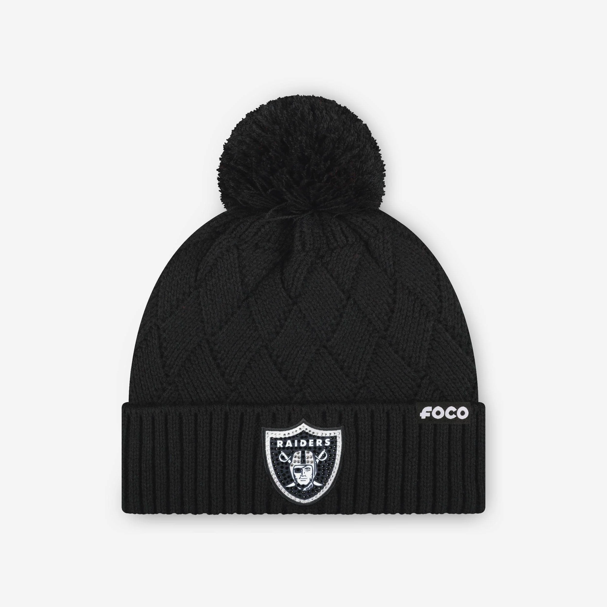 Las Vegas Raiders Rhinestone Primary Logo Criss Cross Beanie