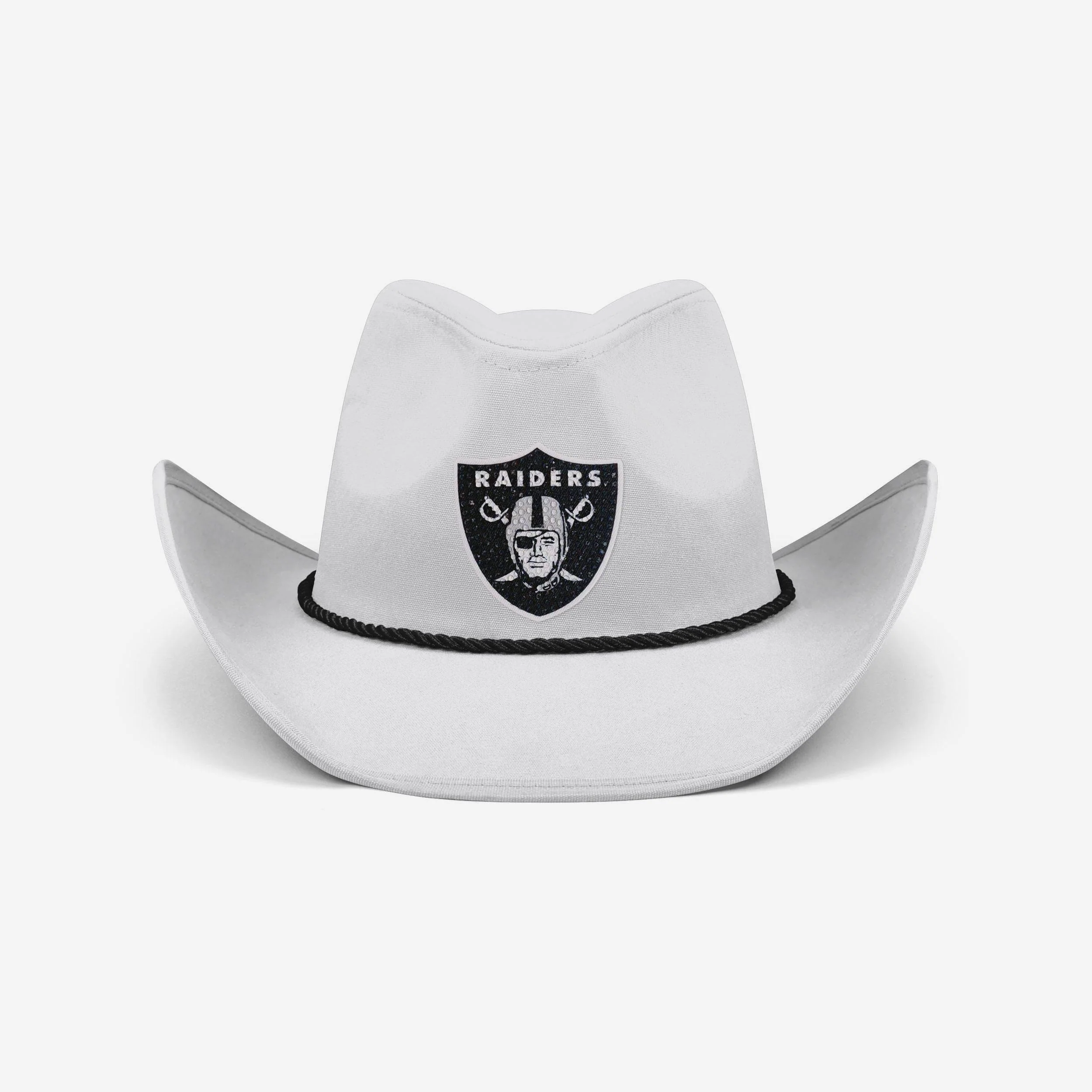 Las Vegas Raiders White Rhinestone Logo Cowboy Hat - Image 3