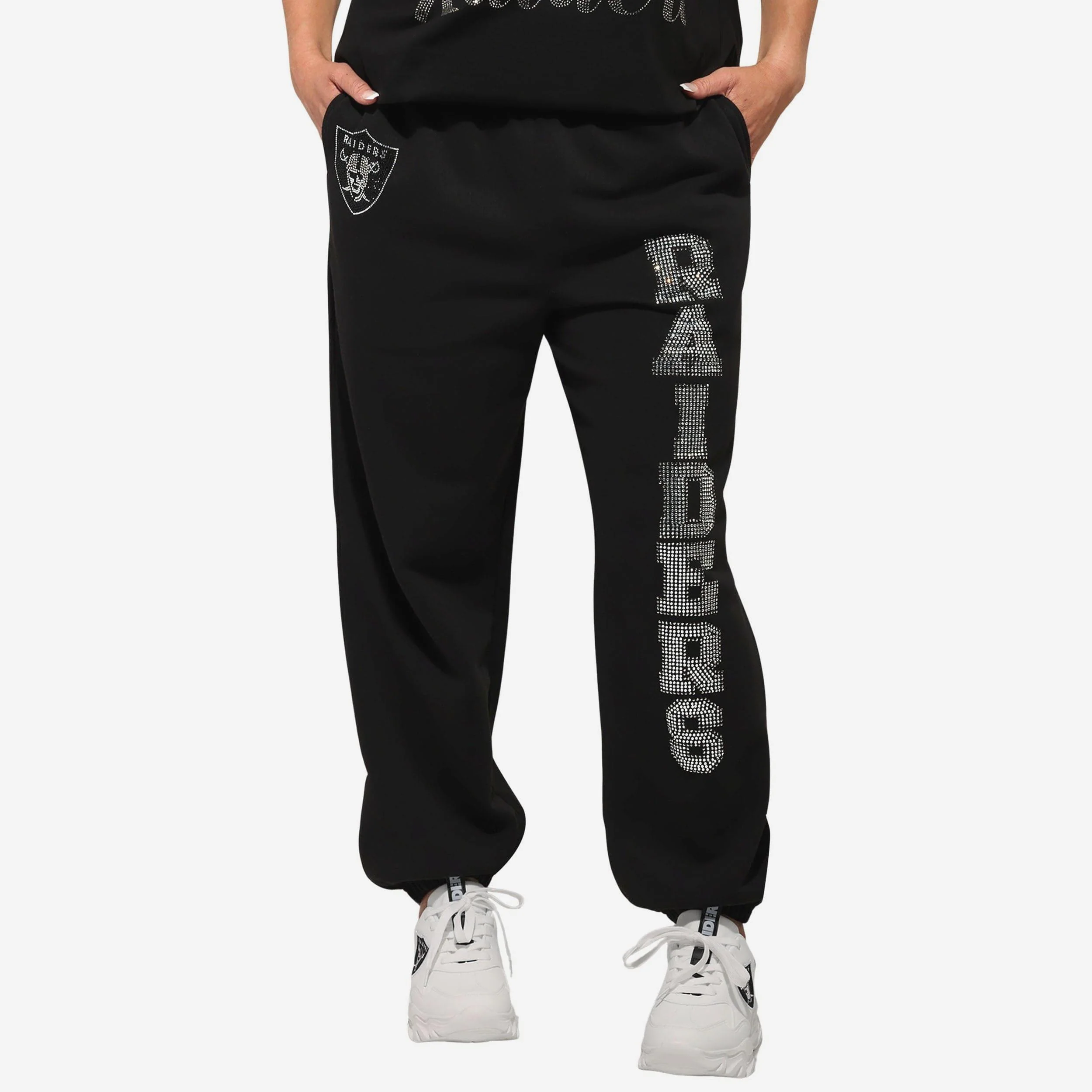 Las Vegas Raiders Womens Big Wordmark Rhinestone Sweatpants