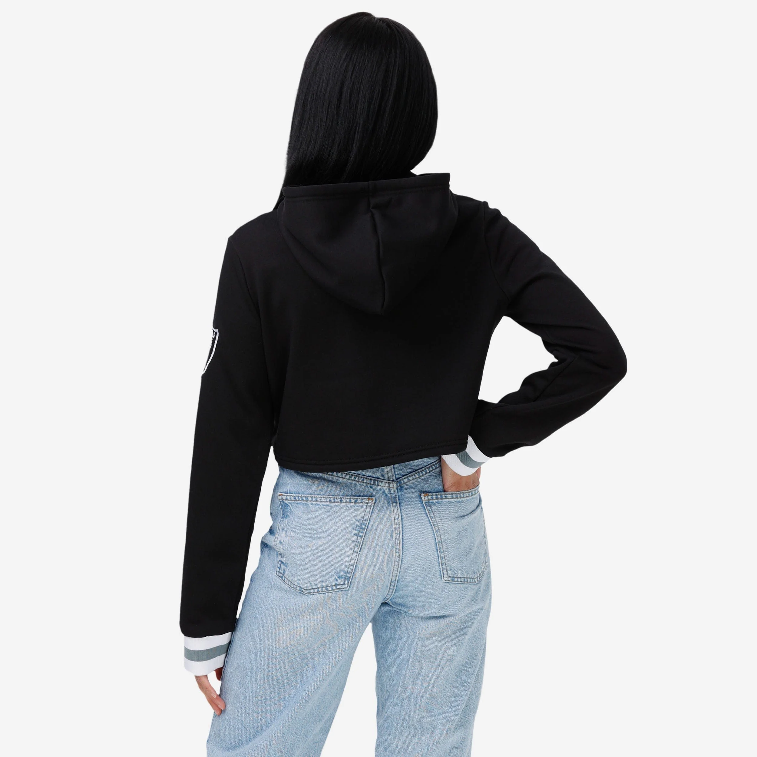 Las Vegas Raiders Womens Cropped Chenille Hoodie - Image 2