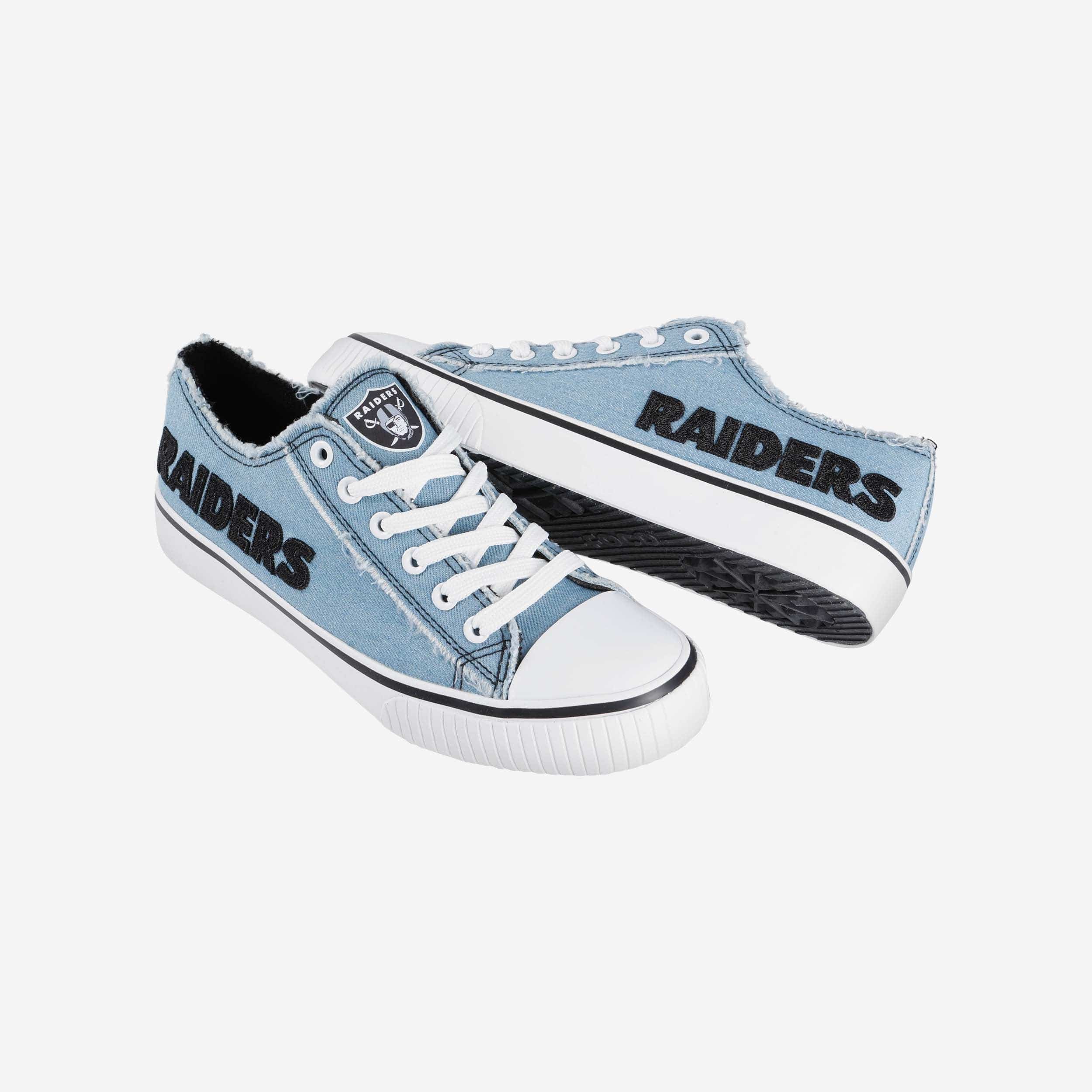 Las Vegas Raiders Womens Denim Low Top Canvas Shoe - Image 4