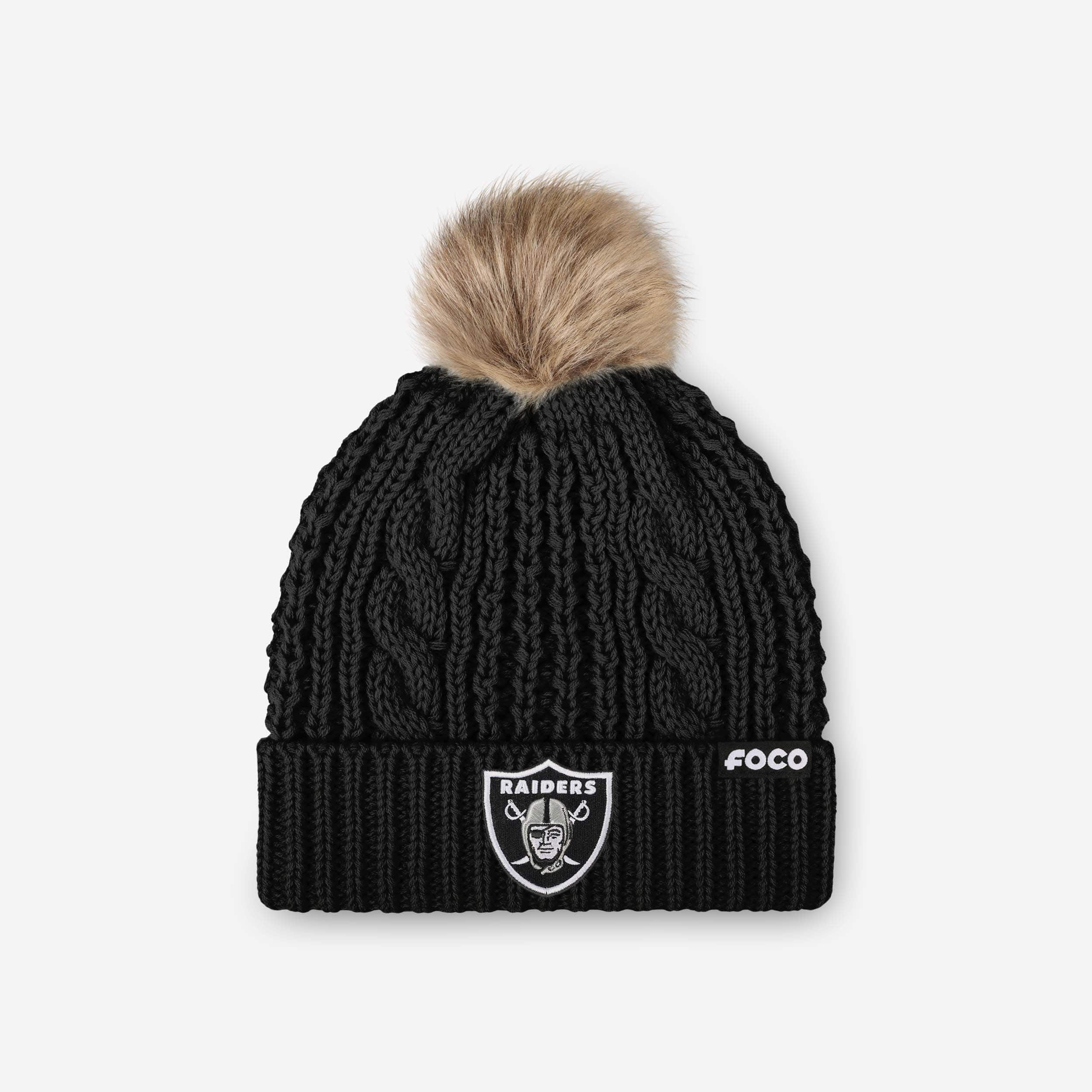 Las Vegas Raiders Womens Faux Fur Pom Beanie