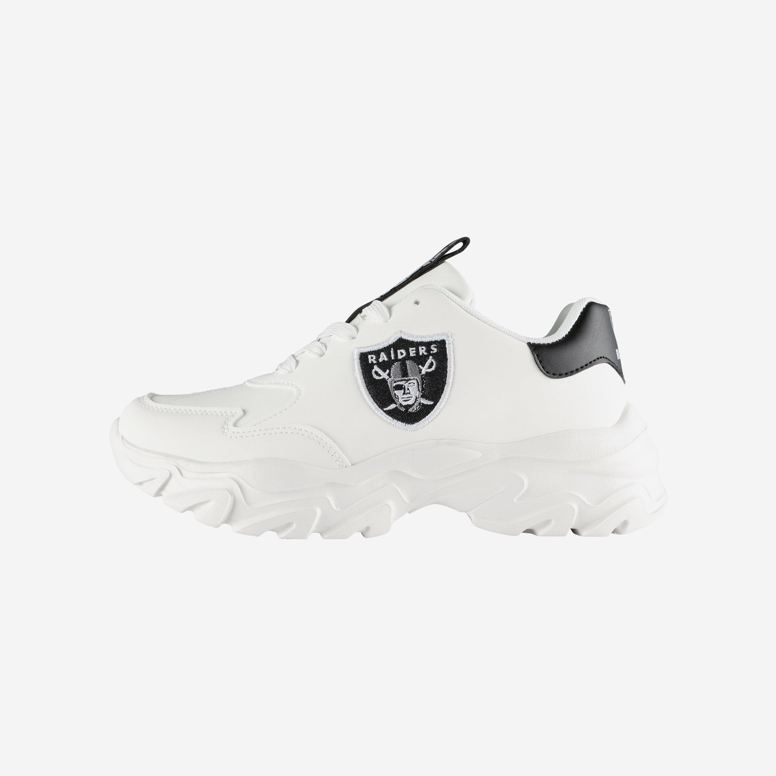 Las Vegas Raiders Womens Glitter Big Logo Vintage White Chunky Sneaker