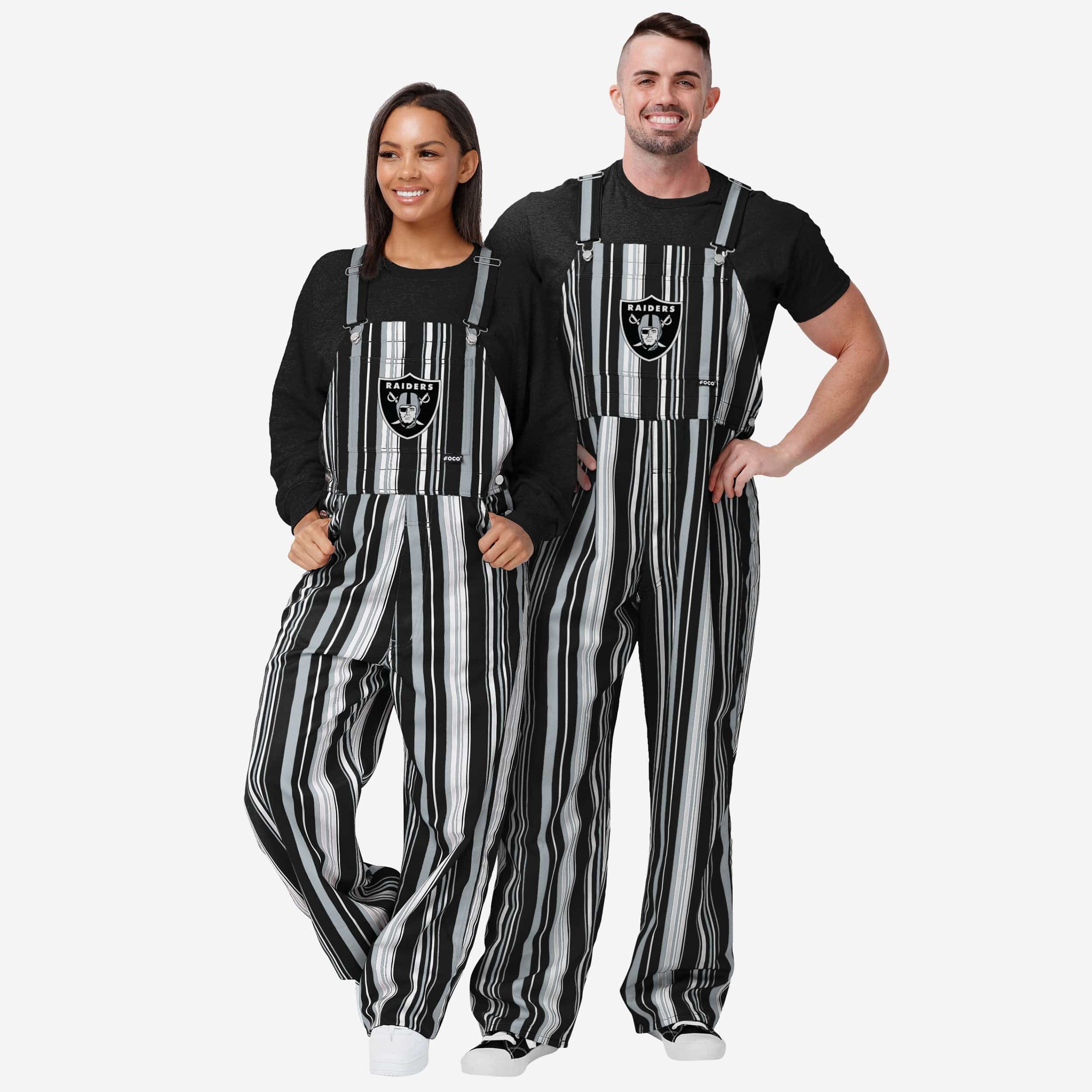 Las Vegas Raiders Womens Hyper Stripe Bib Overalls - Image 3