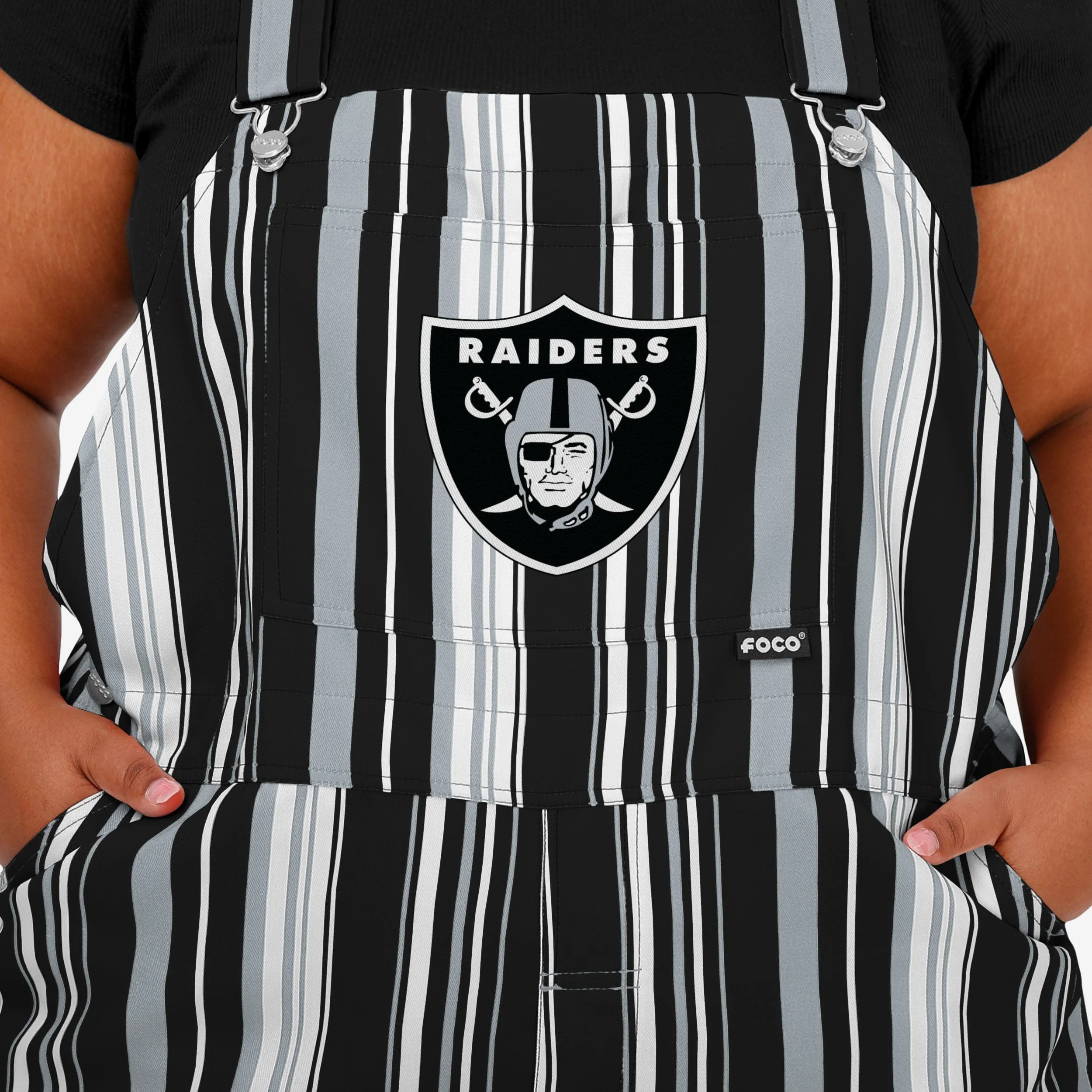 Las Vegas Raiders Womens Hyper Stripe Bib Overalls - Image 4