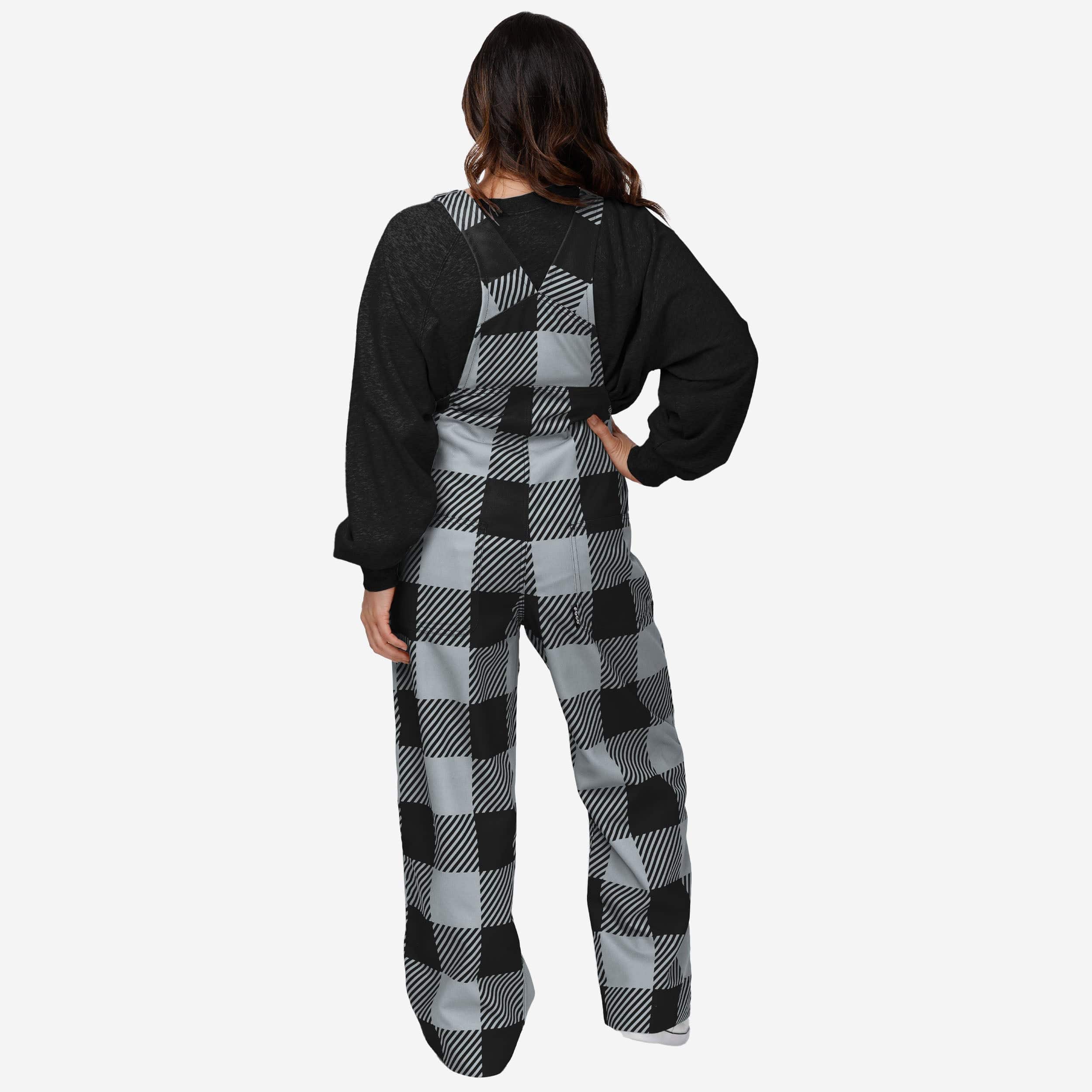 Las Vegas Raiders Womens Plaid Bib Overalls - Image 2