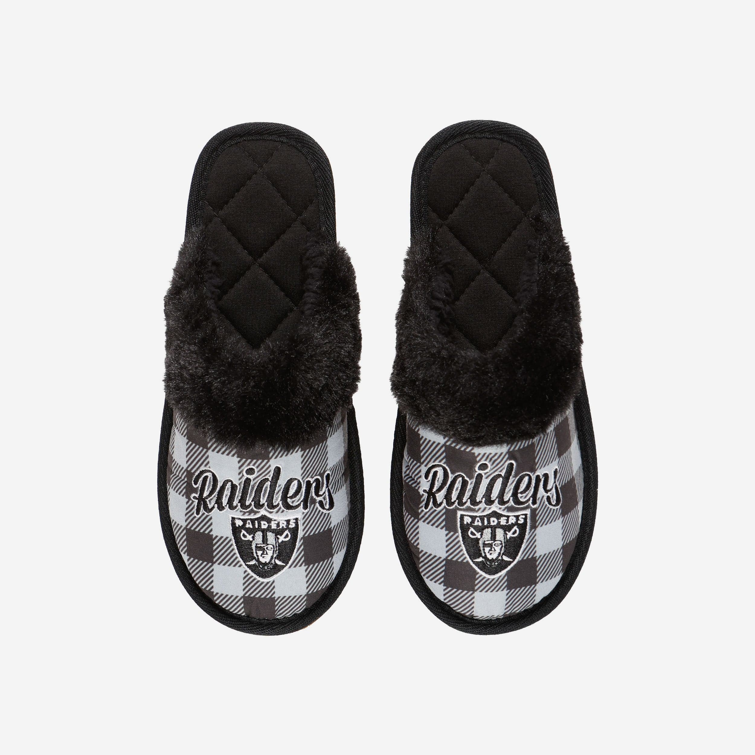 Las Vegas Raiders Womens Plaid Sherpa Mule Slipper - Image 2