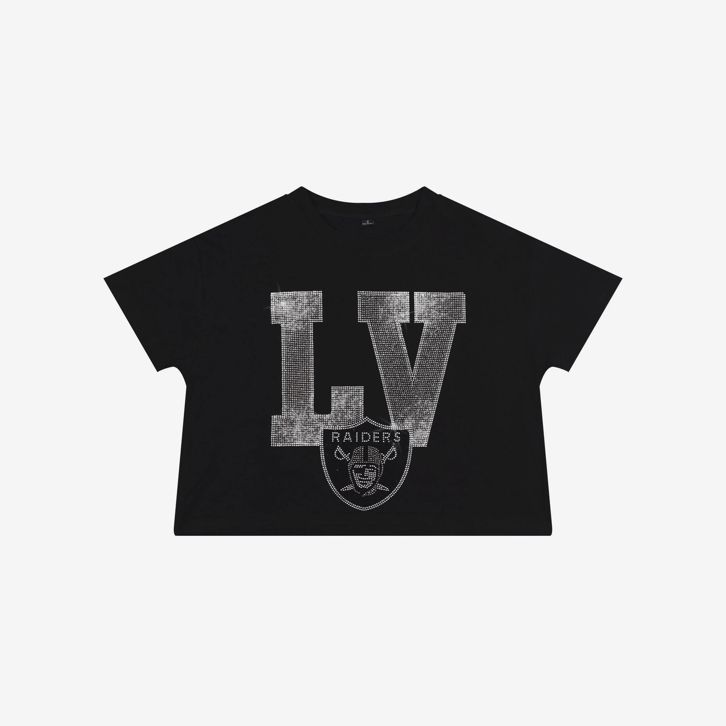 Las Vegas Raiders Womens Rhinestone Logo Crop Top - Image 4