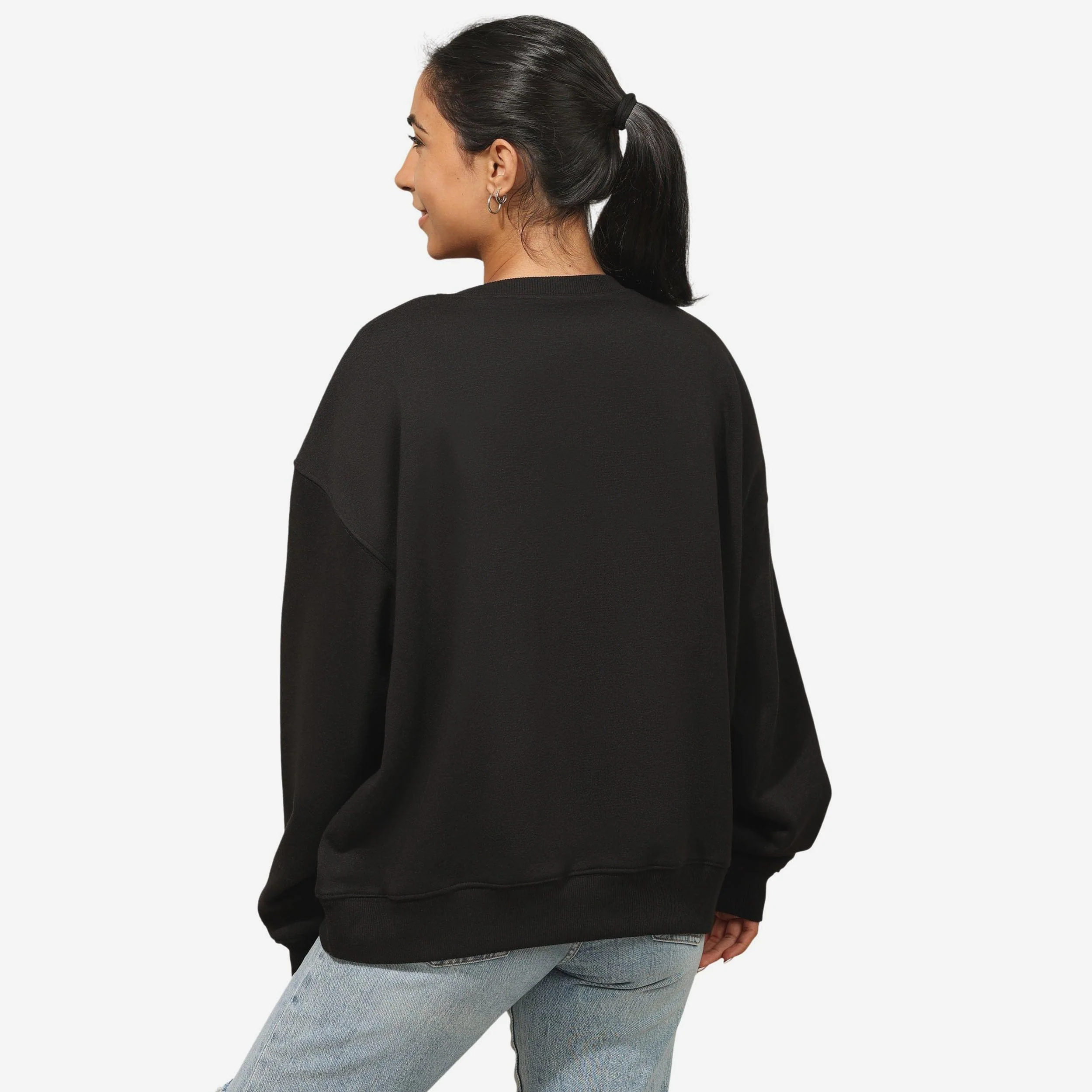 Las Vegas Raiders Womens Rhinestone Logo Oversized Crew Neck Sweatshirt - Image 3