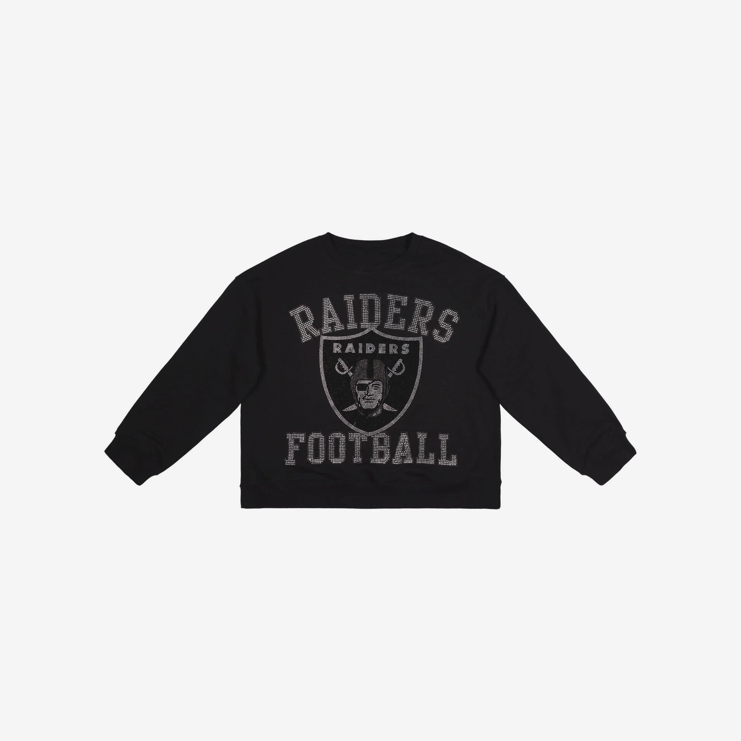 Las Vegas Raiders Womens Rhinestone Logo Oversized Crew Neck Sweatshirt - Image 4