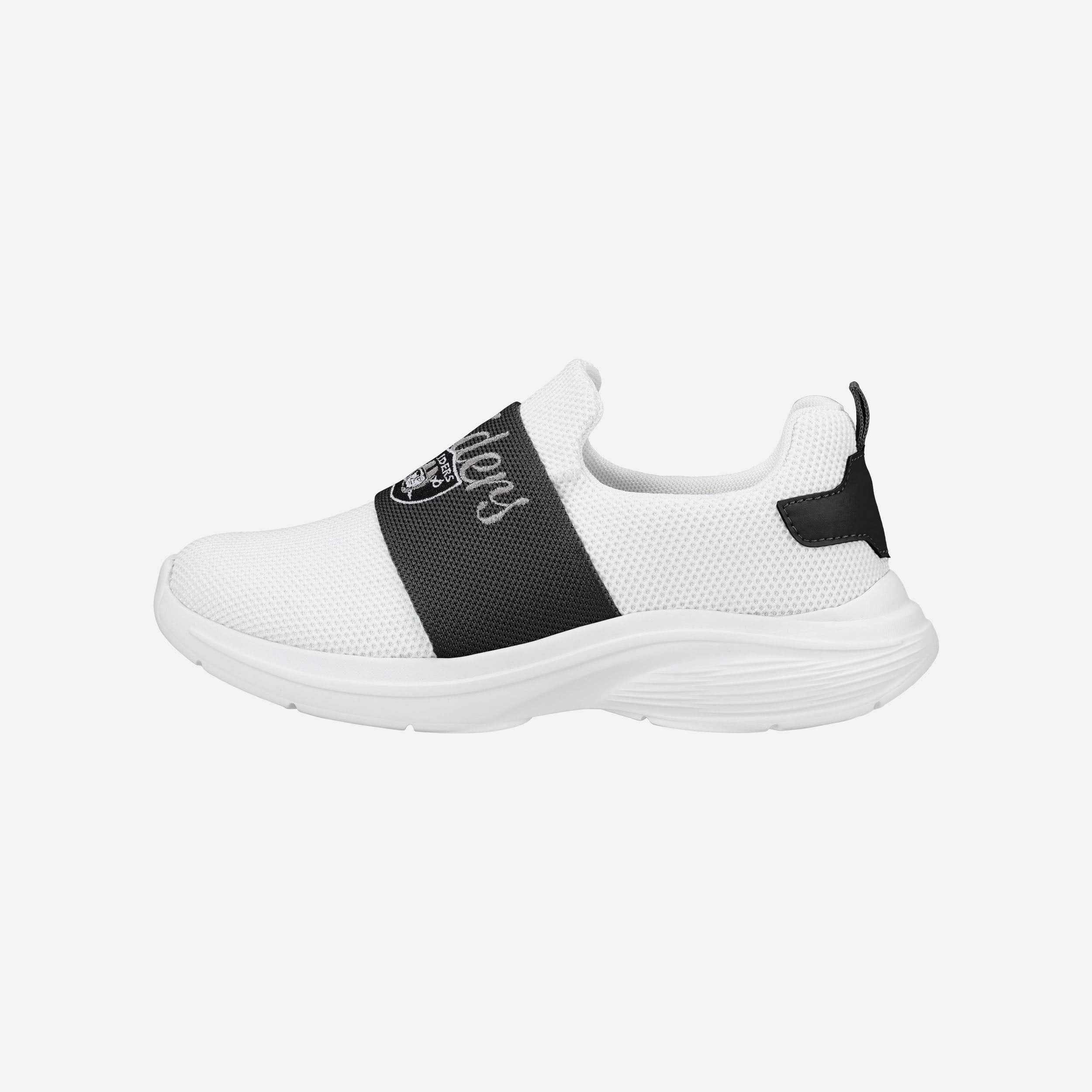 Las Vegas Raiders Womens Script Wordmark White Slip On Sneakers