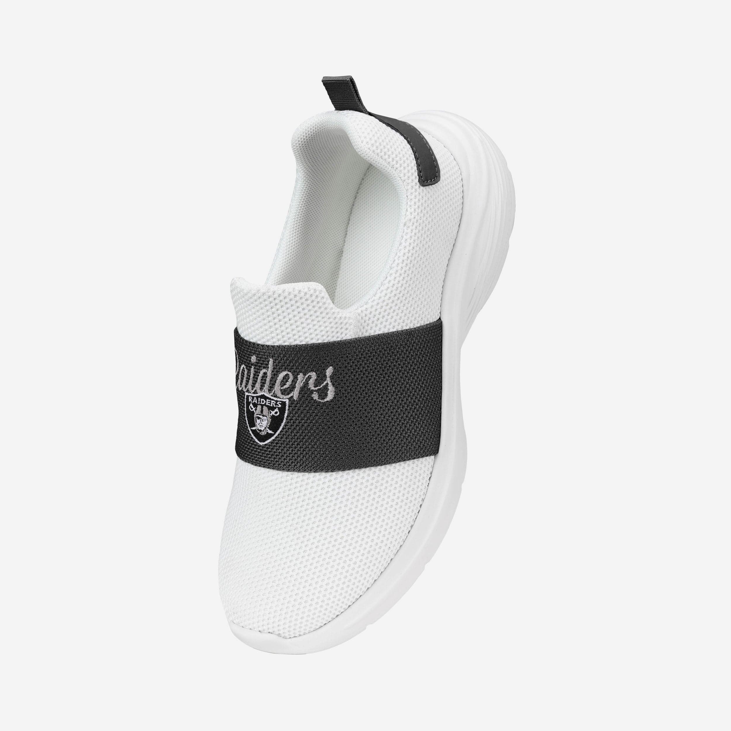 Las Vegas Raiders Womens Script Wordmark White Slip On Sneakers - Image 2