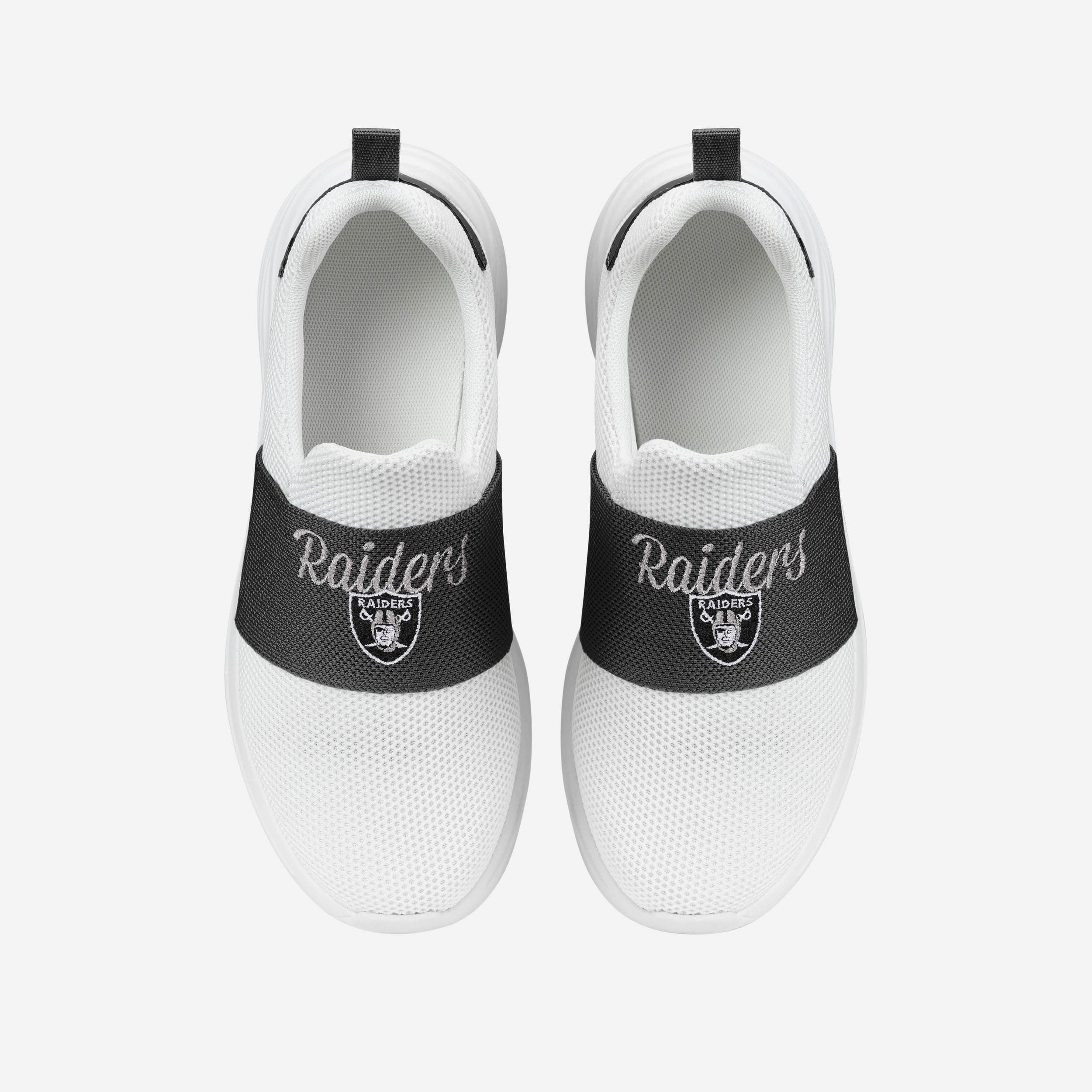Las Vegas Raiders Womens Script Wordmark White Slip On Sneakers - Image 4