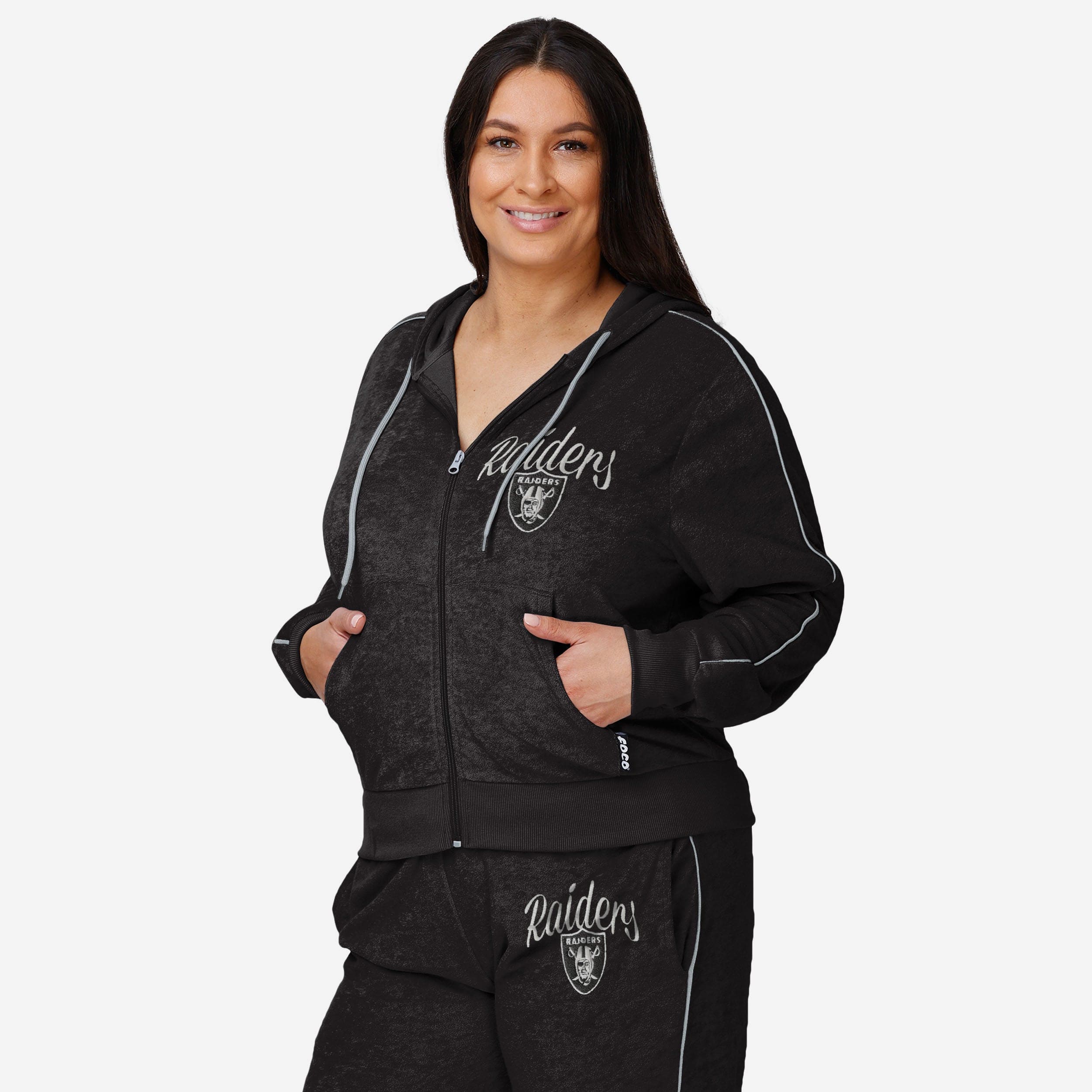Las Vegas Raiders Womens Terry Knit Zip Up Top