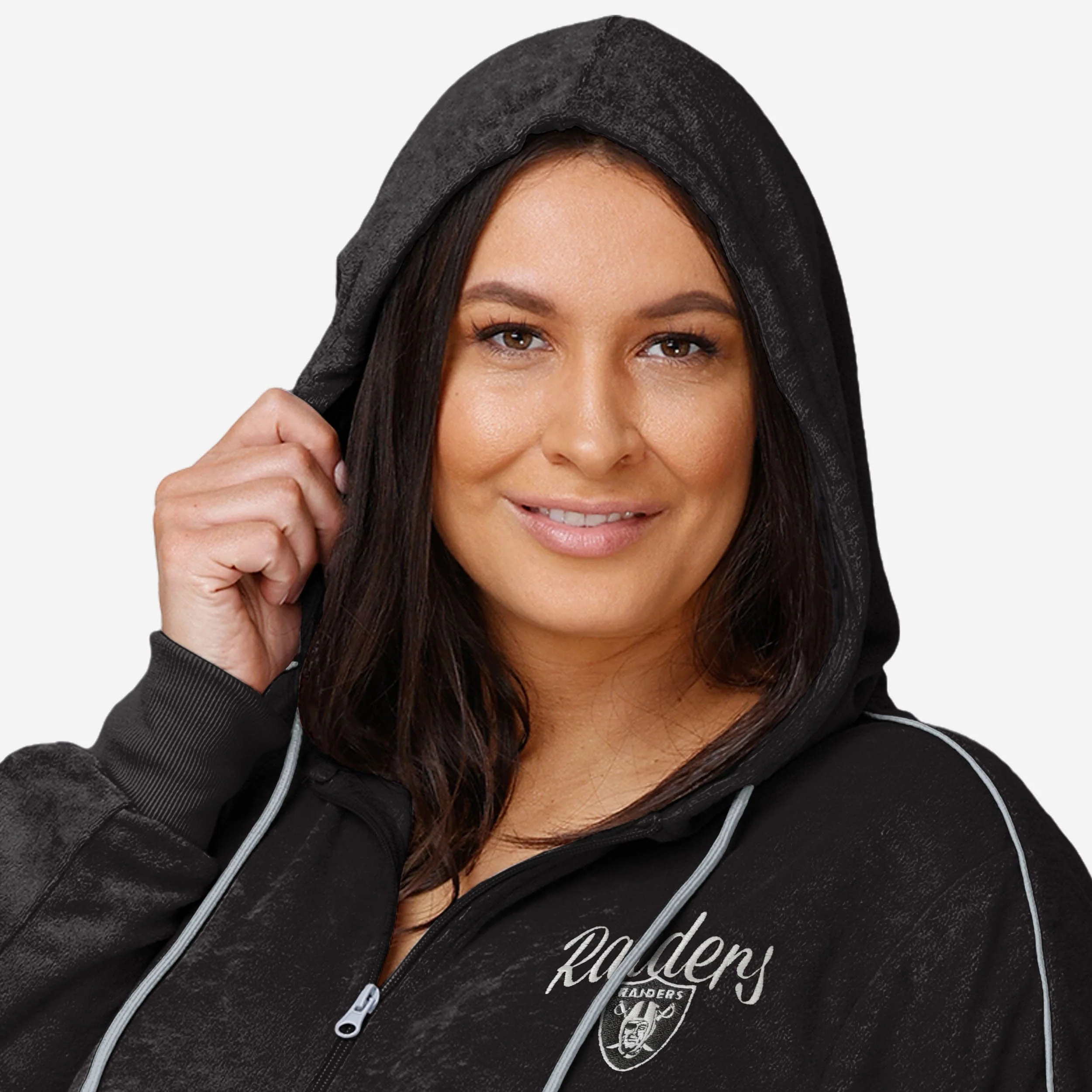 Las Vegas Raiders Womens Terry Knit Zip Up Top - Image 3