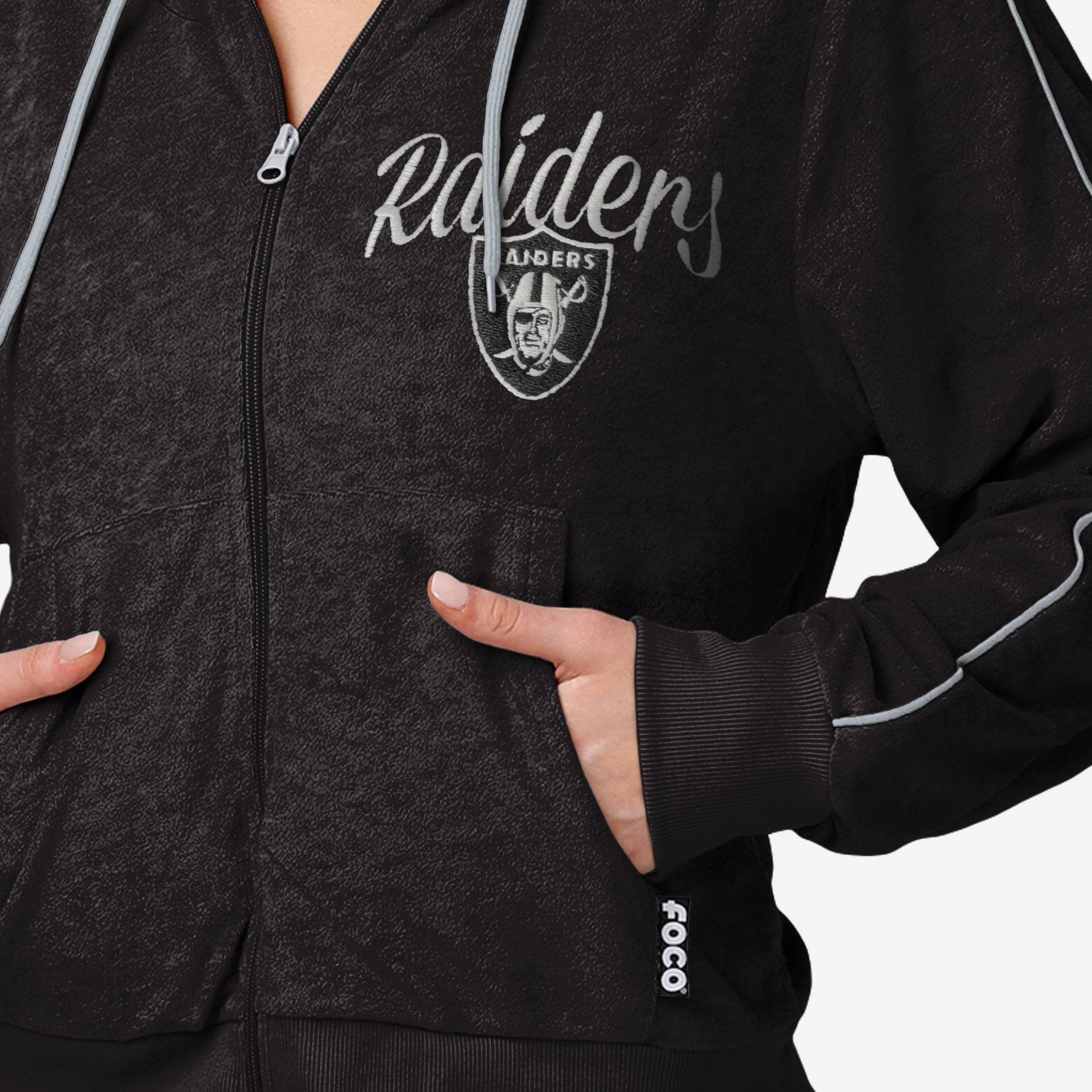 Las Vegas Raiders Womens Terry Knit Zip Up Top - Image 4