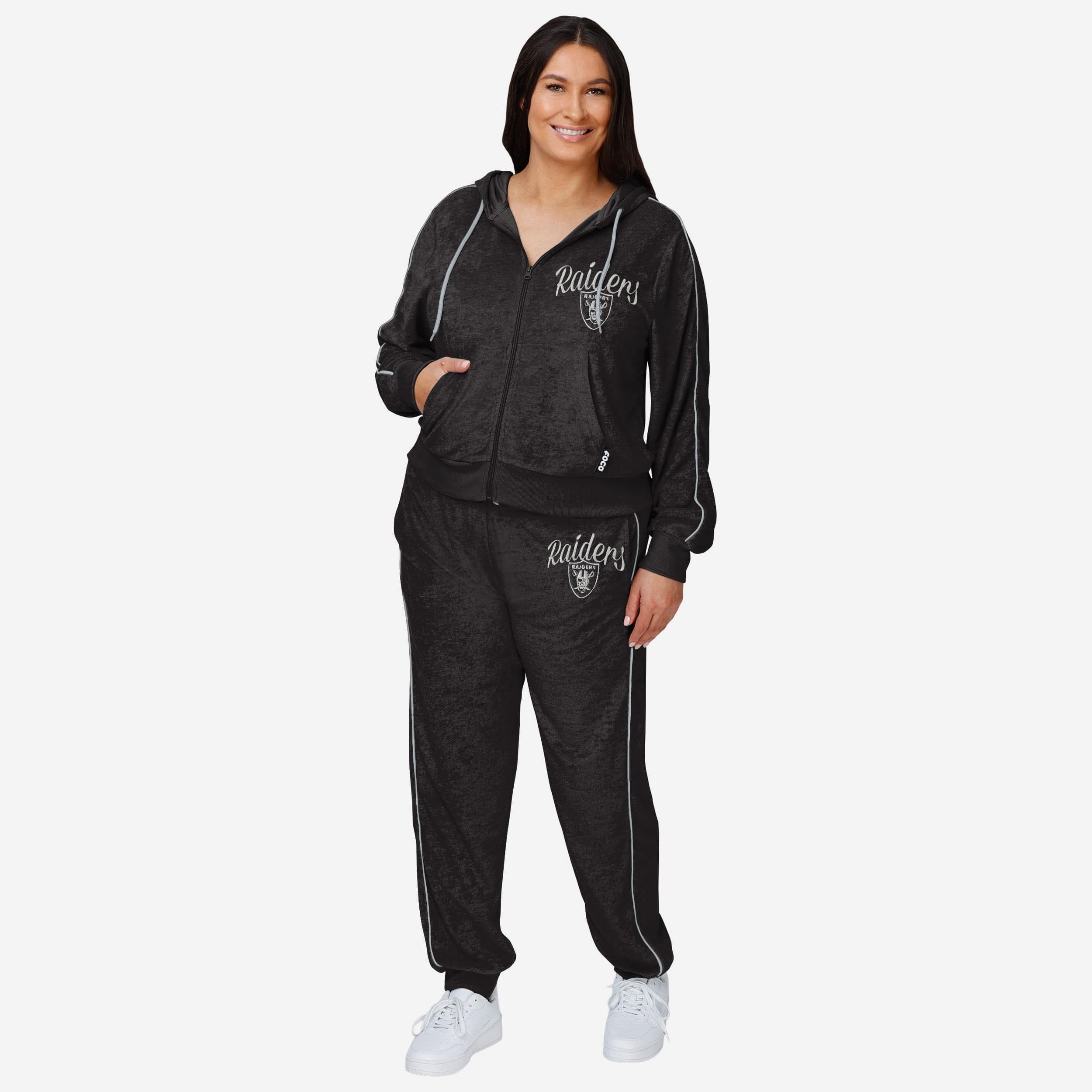 Las Vegas Raiders Womens Terry Knit Zip Up Top - Image 6