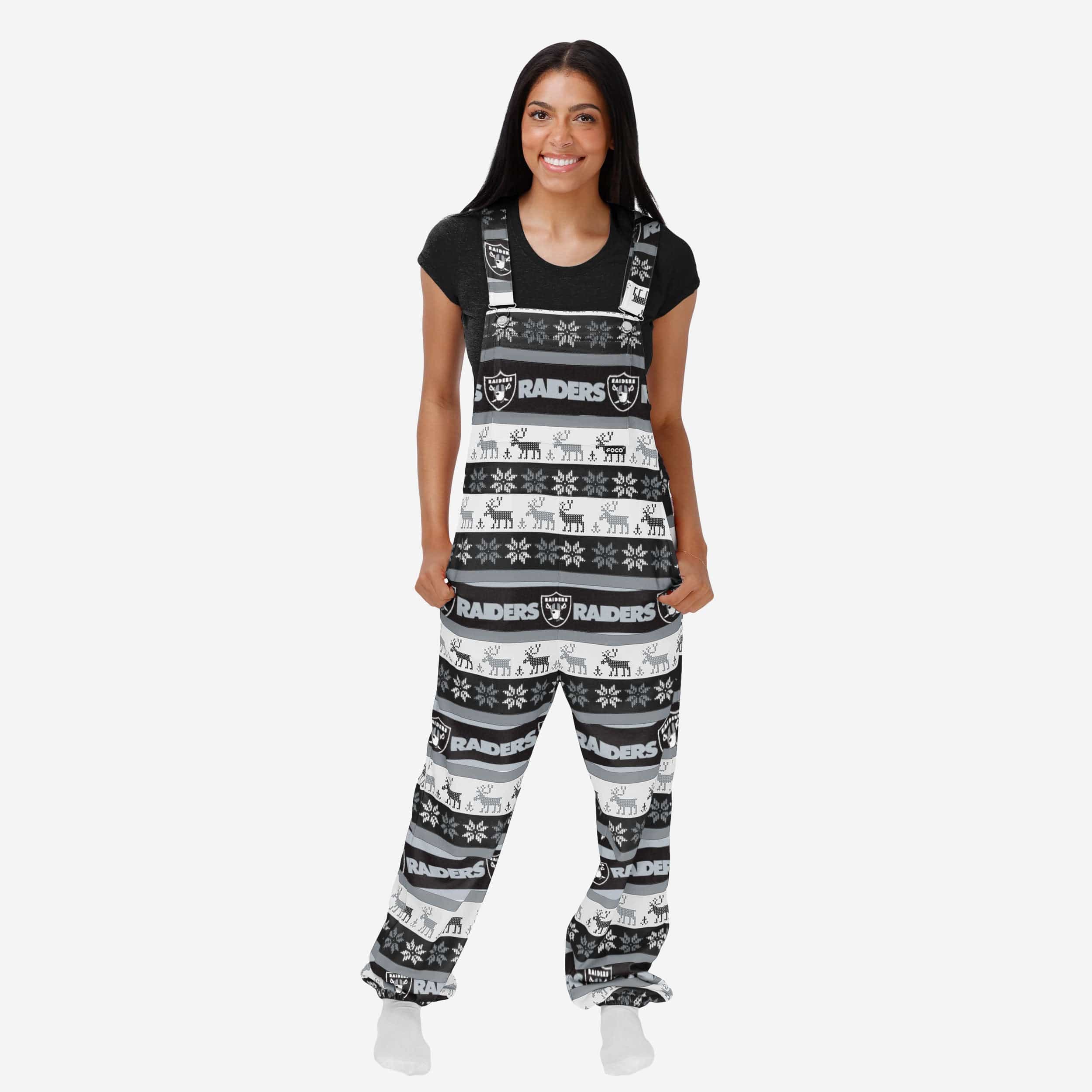 Las Vegas Raiders Womens Ugly Home Gating Bib Overalls