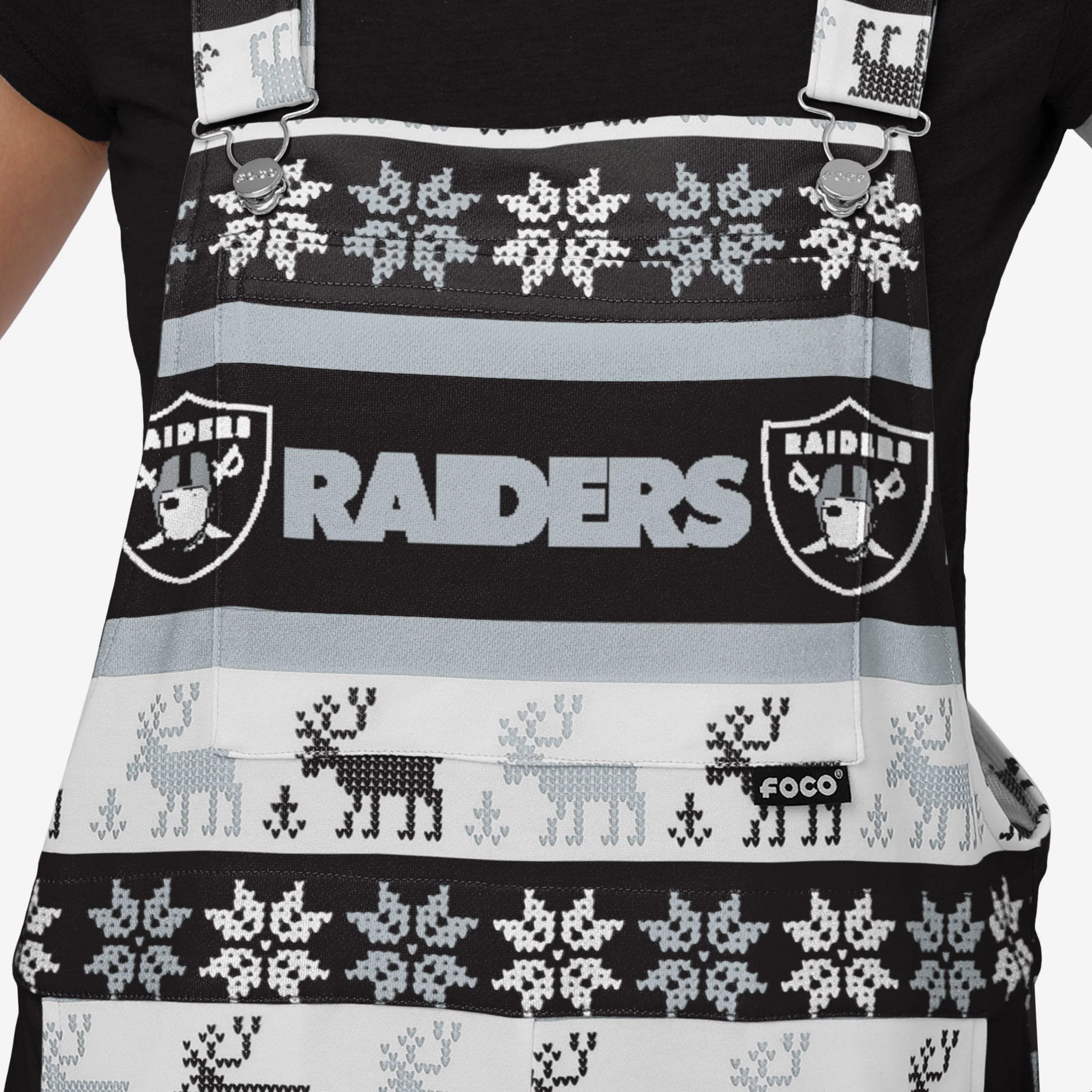 Las Vegas Raiders Womens Ugly Home Gating Bib Overalls - Image 4