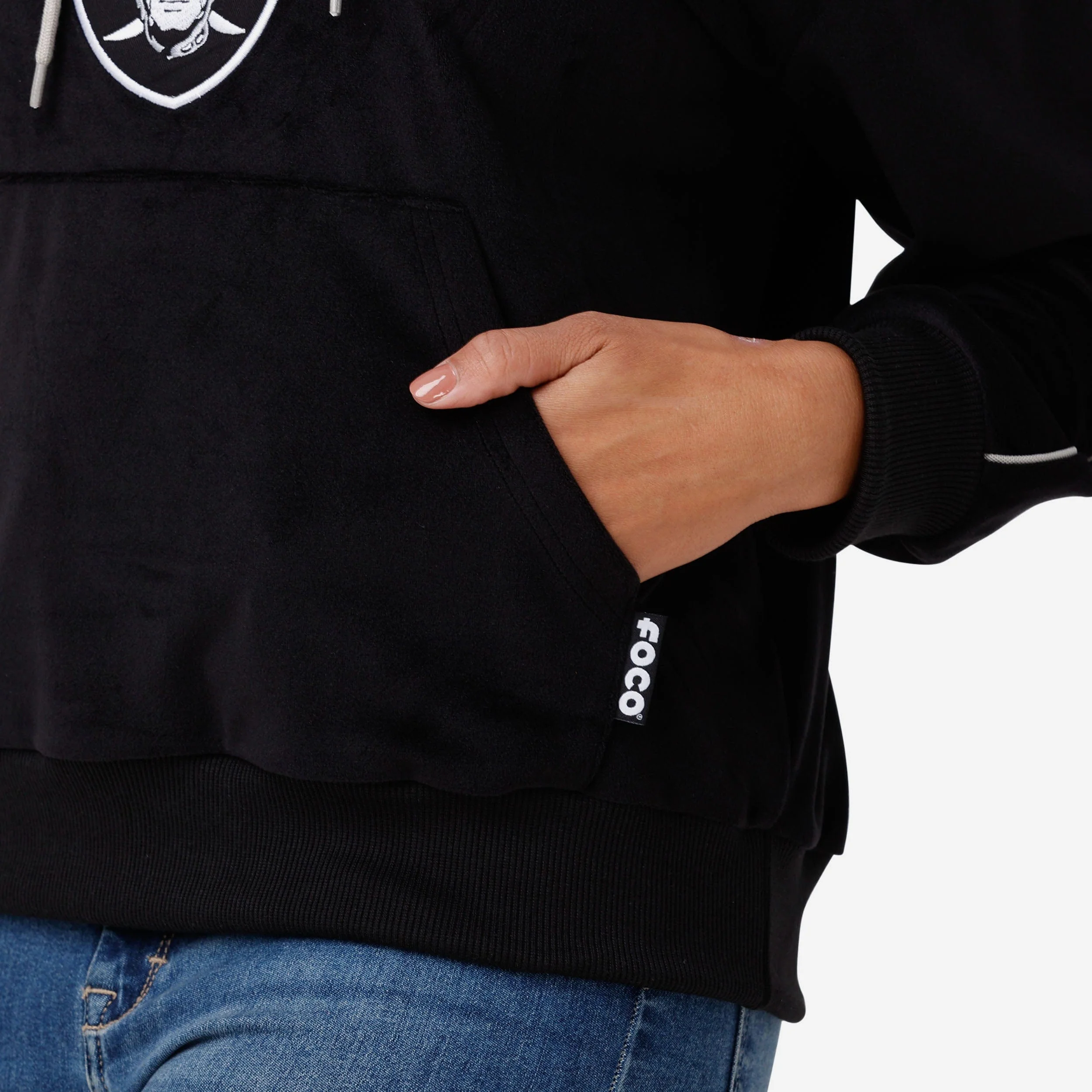Las Vegas Raiders Womens Velour Hooded Sweatshirt - Image 3