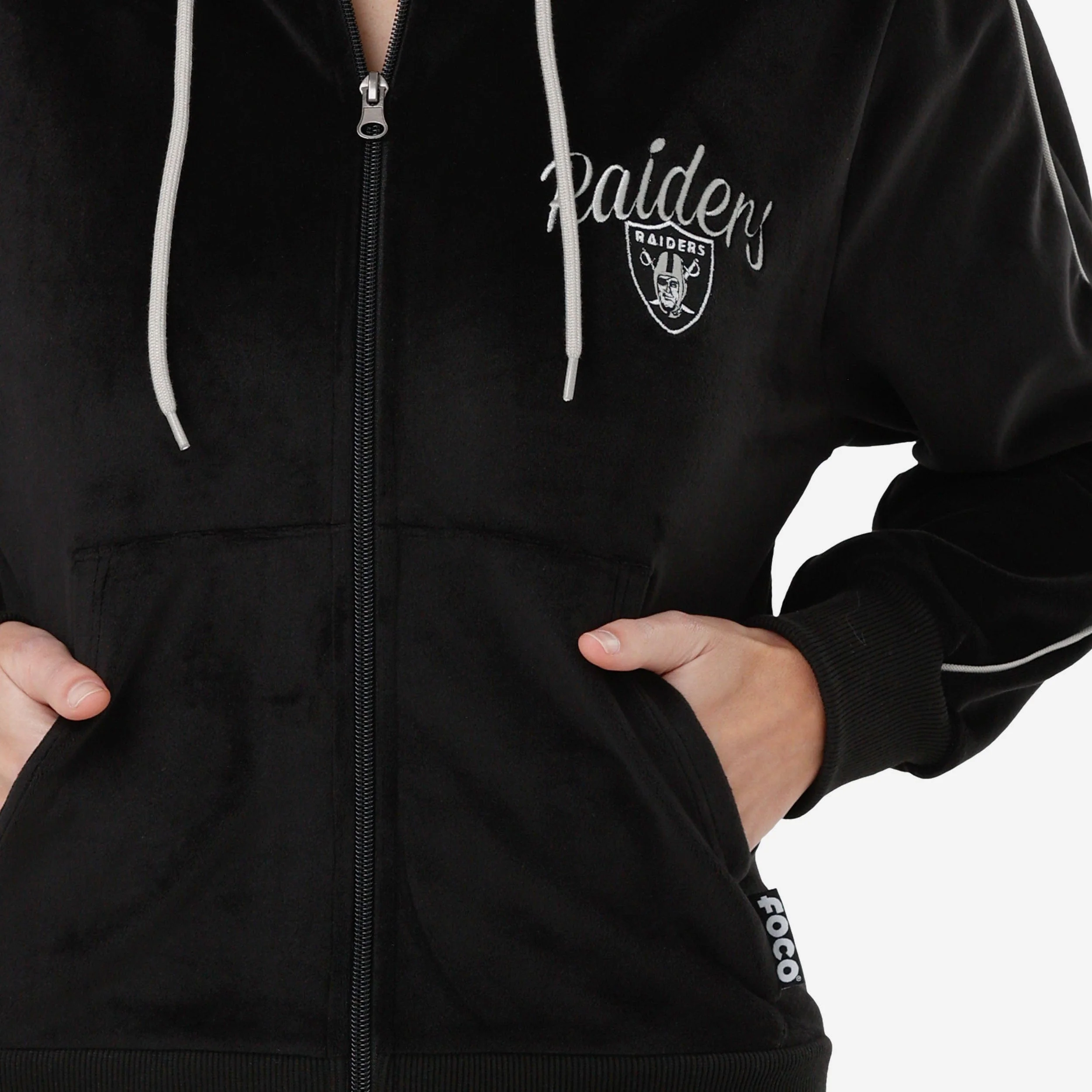 Las Vegas Raiders Womens Velour Zip Up Top - Image 3
