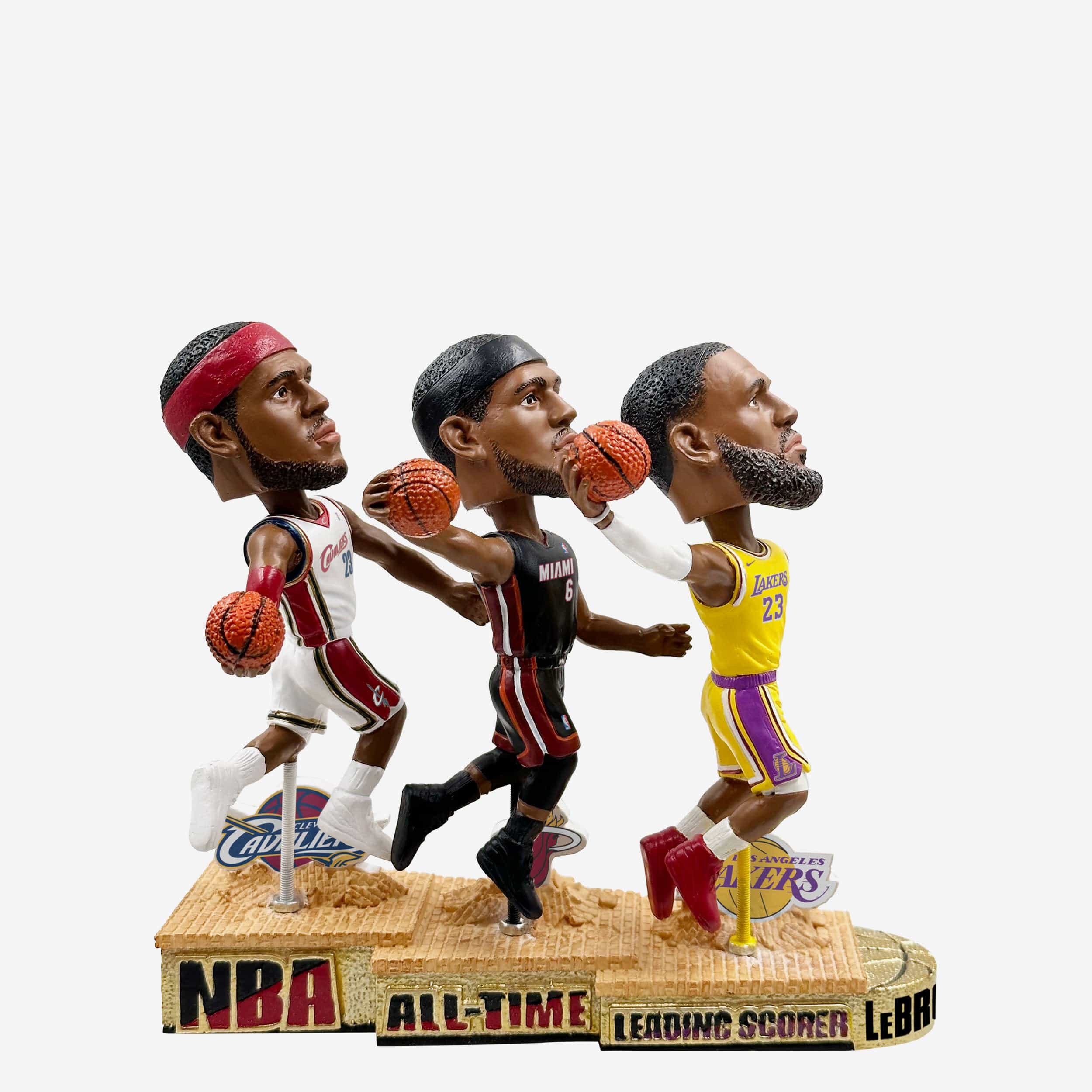 LeBron James Los Angeles Lakers & Cleveland Cavaliers & Miami Heat Scoring Legacy Mini Bobblehead Scene