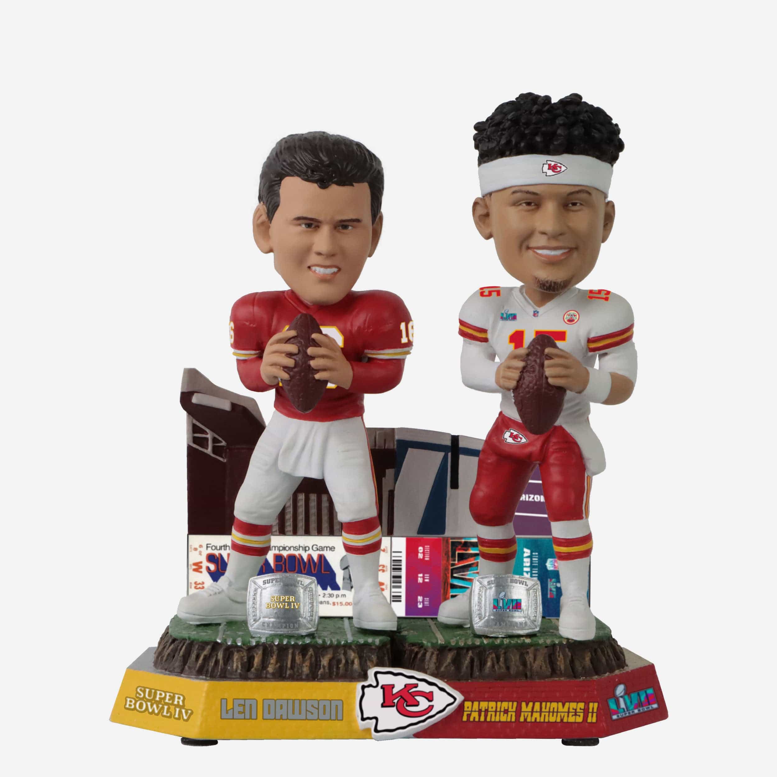 Len Dawson & Patrick Mahomes Kansas City Chiefs Super Bowl Champions Then and Now Bobblehead
