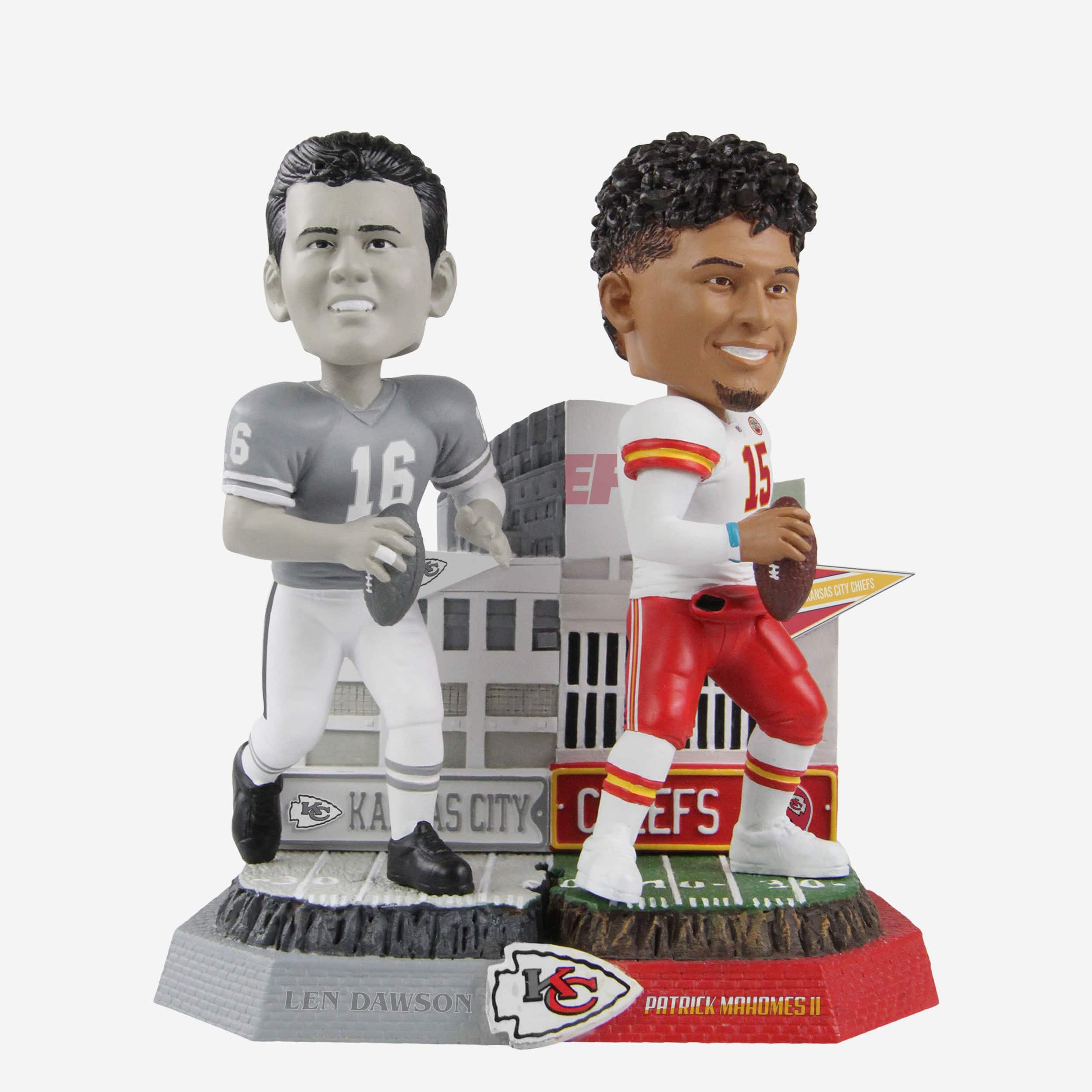 Len Dawson & Patrick Mahomes Kansas City Chiefs Then and Now Bobblehead