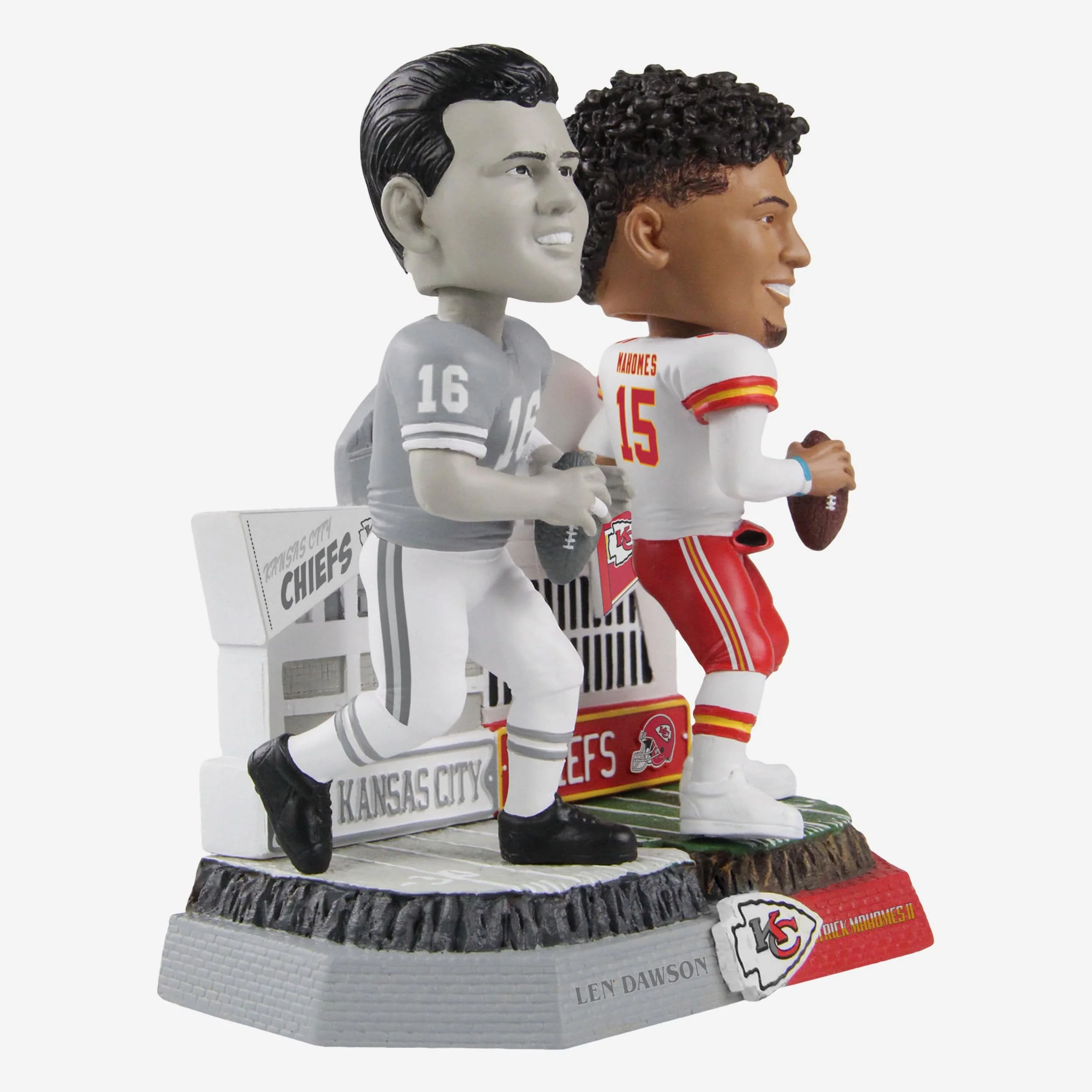 Len Dawson & Patrick Mahomes Kansas City Chiefs Then and Now Bobblehead - Image 5
