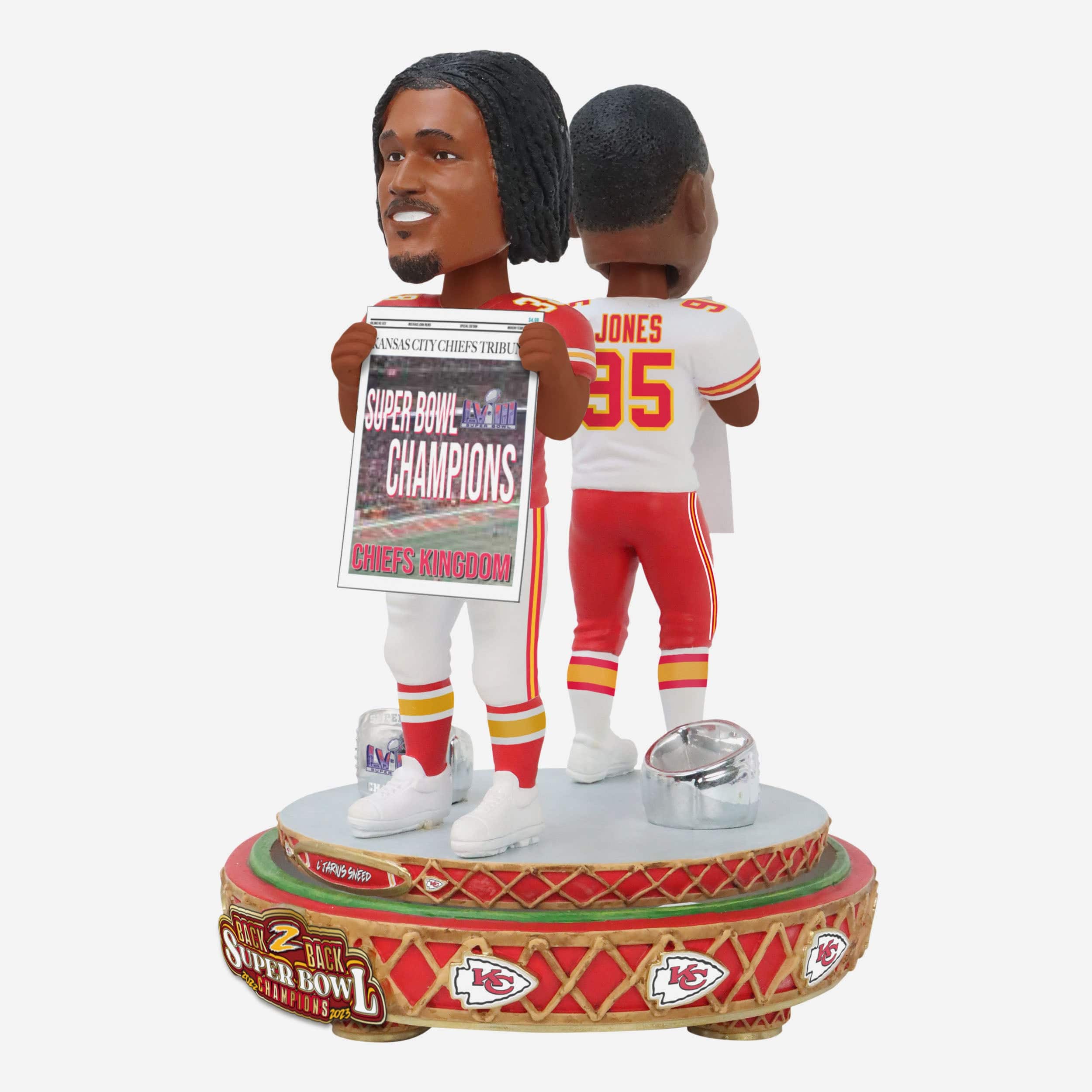 L'Jarius Sneed & Chris Jones Kansas City Chiefs Super Bowl LVIII Champions Dual Spinner Bobblehead - Image 6