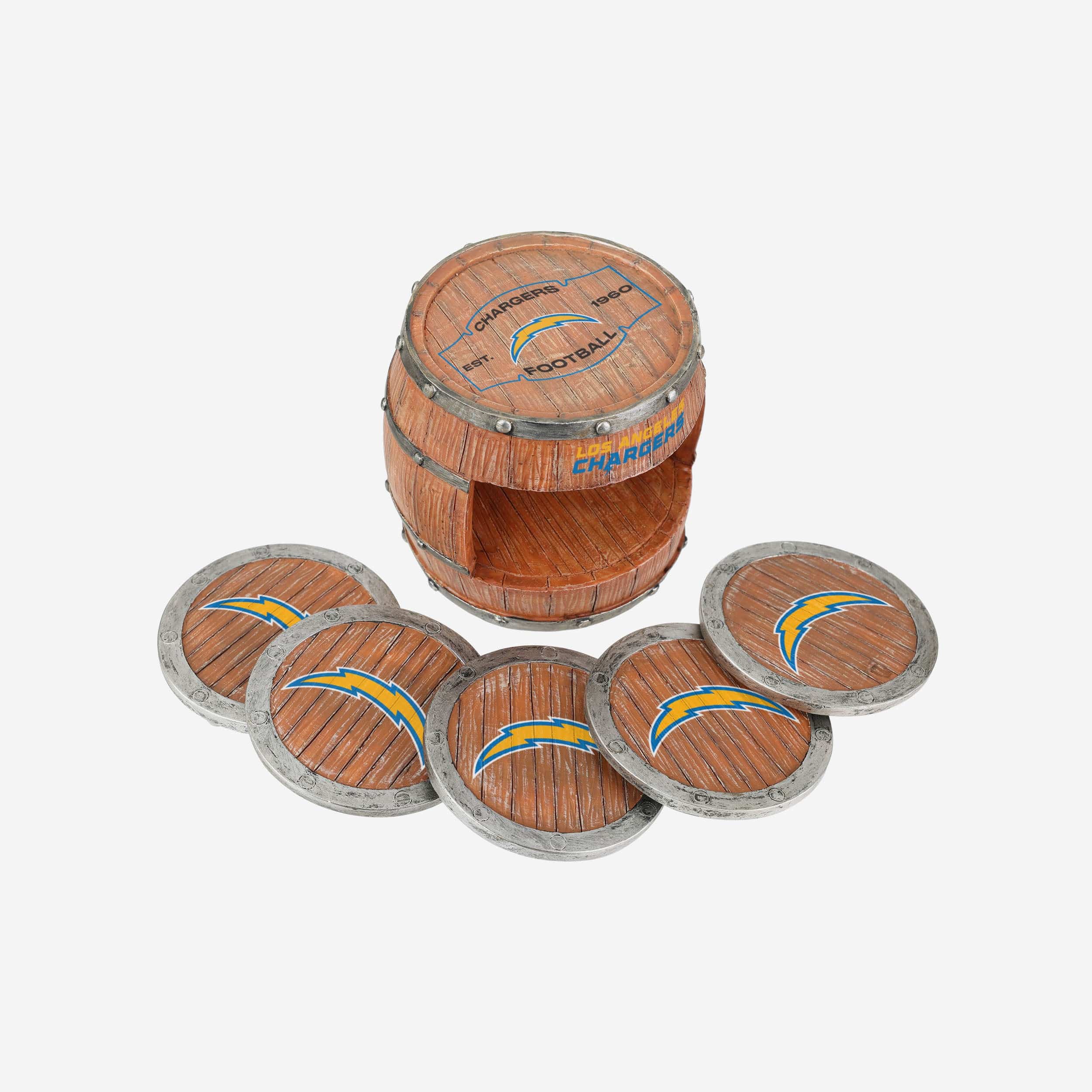 Los Angeles Chargers 5 Pack Barrel Coaster Set - Image 3