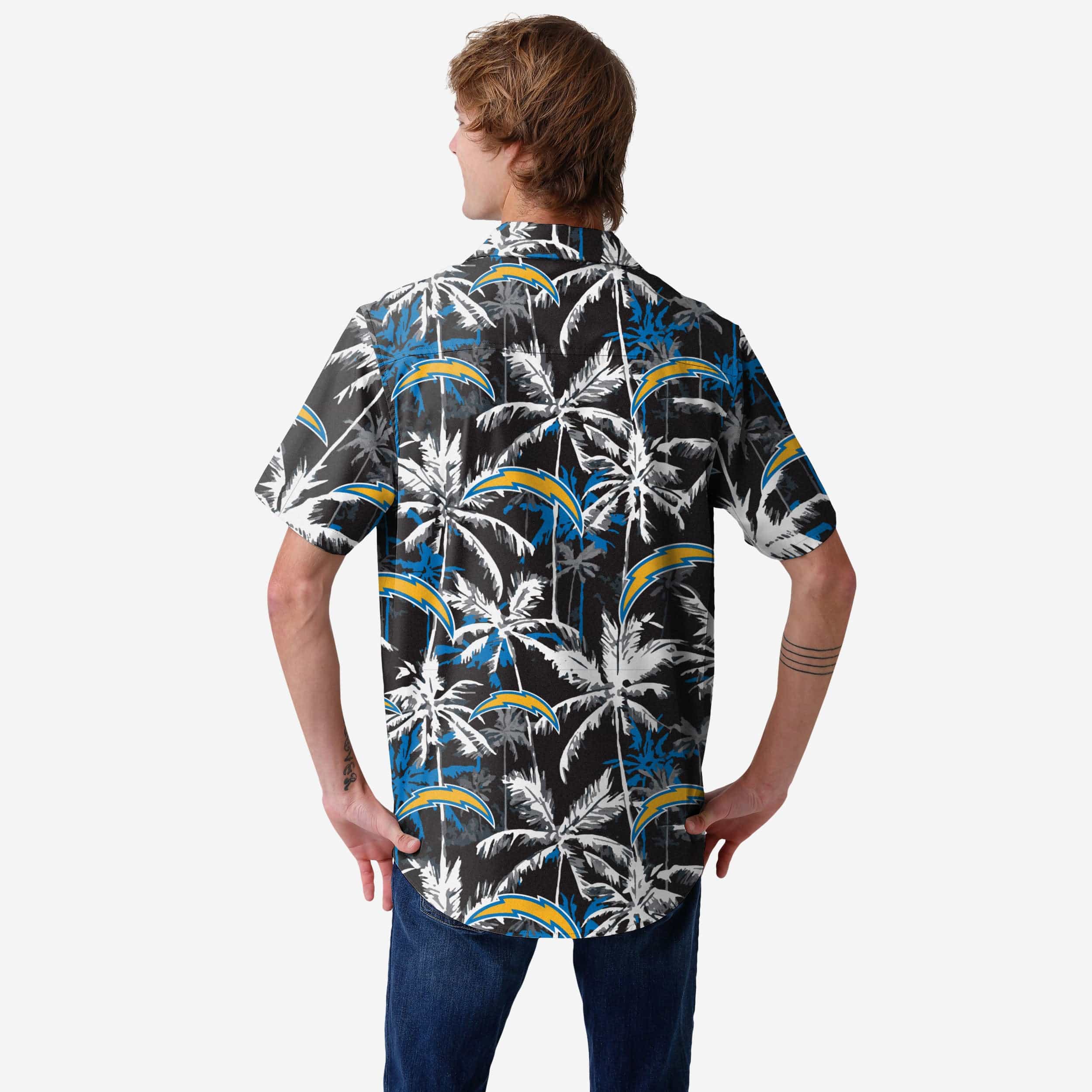 Los Angeles Chargers Black Floral Button Up Shirt - Image 2
