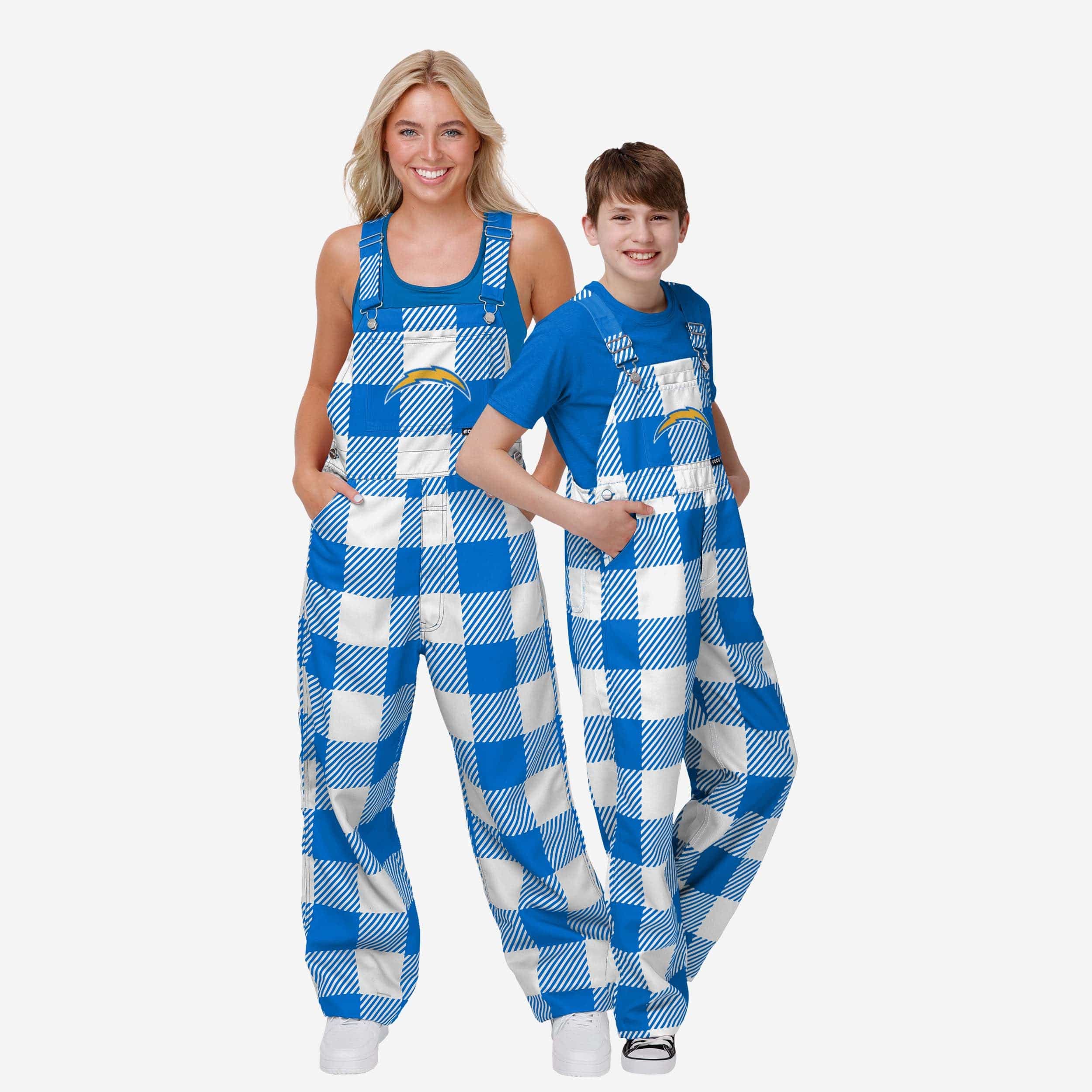 Los Angeles Chargers Buffalo Youth Plaid Bib Overalls - Image 3