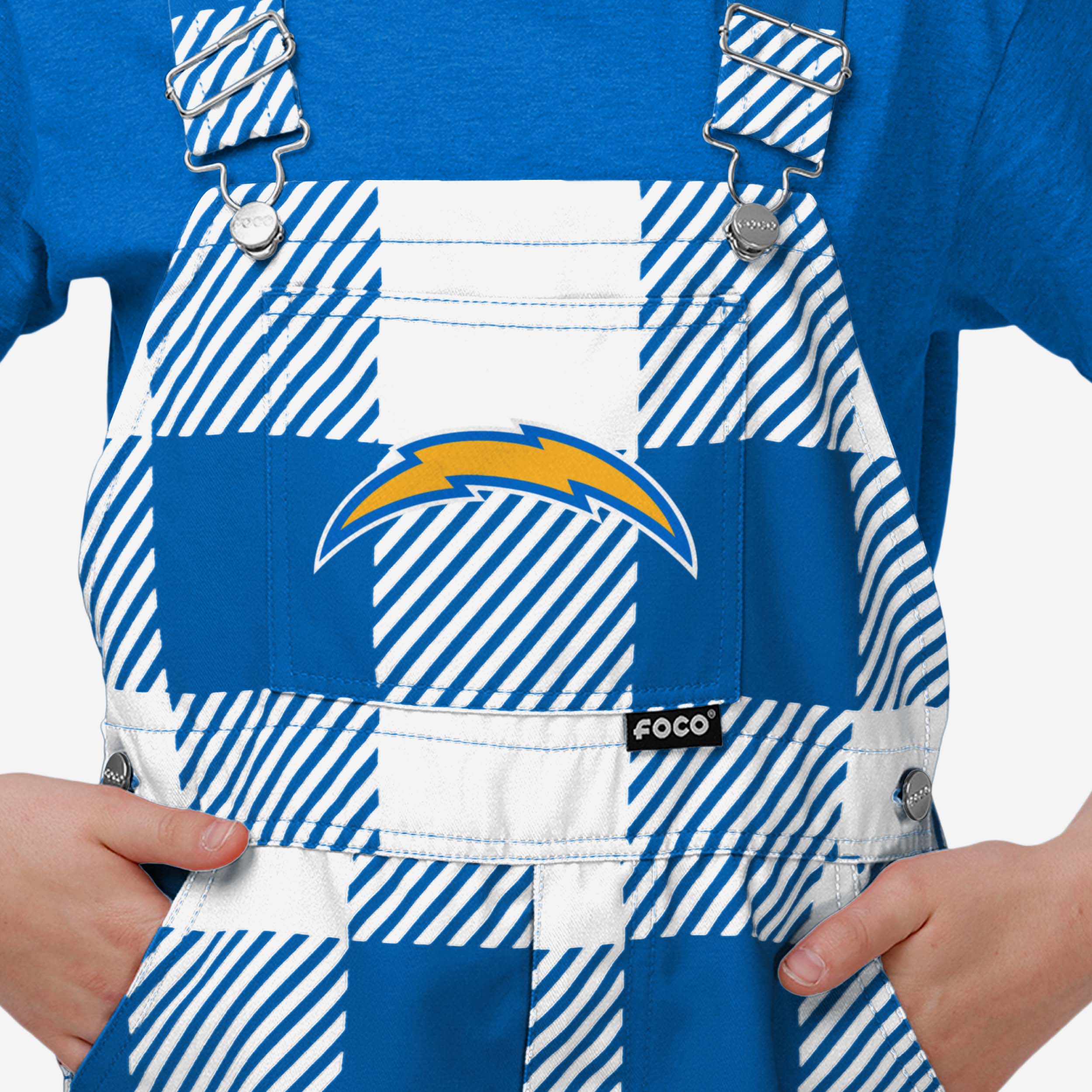 Los Angeles Chargers Buffalo Youth Plaid Bib Overalls - Image 4