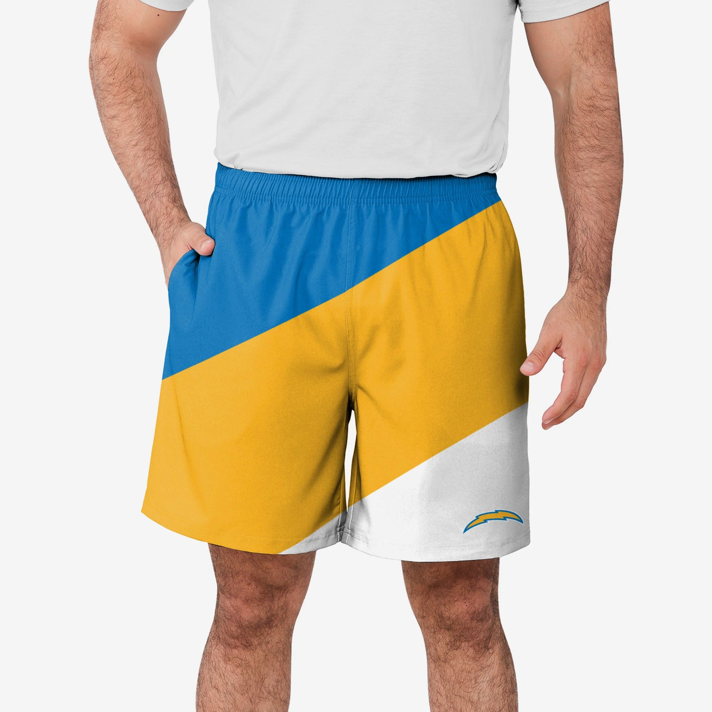 Los Angeles Chargers Colorblock Double Down Liner Training Shorts