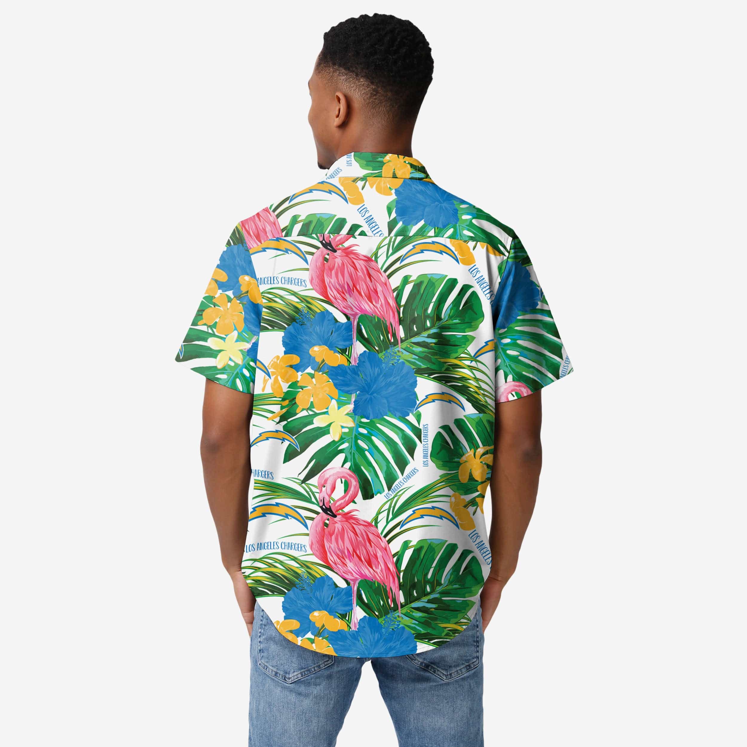 Los Angeles Chargers Flamingo Button Up Shirt - Image 2