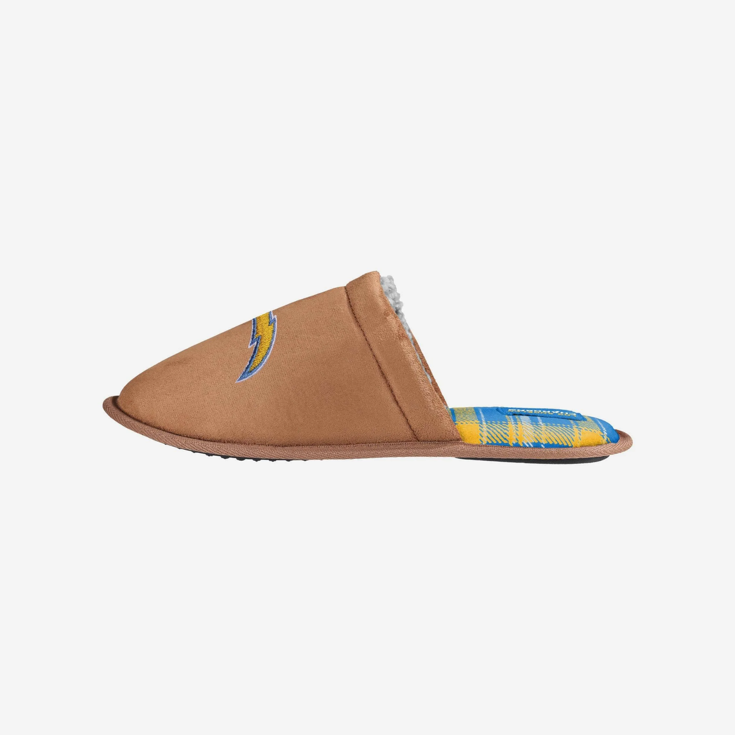 Los Angeles Chargers Flannel Lined Brown Suede Scuff Slipper