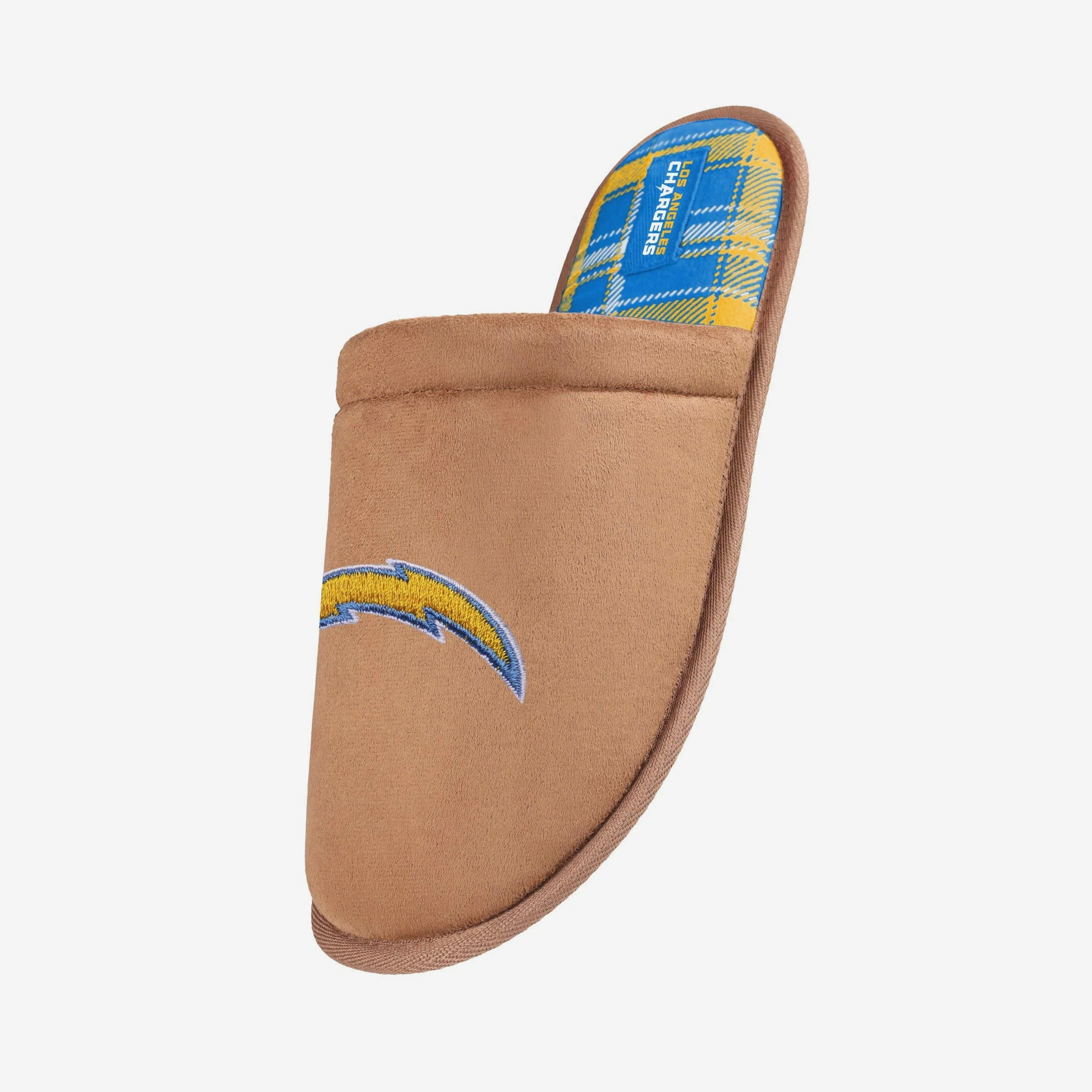 Los Angeles Chargers Flannel Lined Brown Suede Scuff Slipper - Image 2